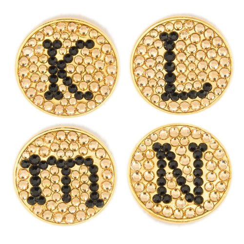 Bonjoc Crystal Golf Ball Marker & Hat Clip - Monogram Gold - Letter L