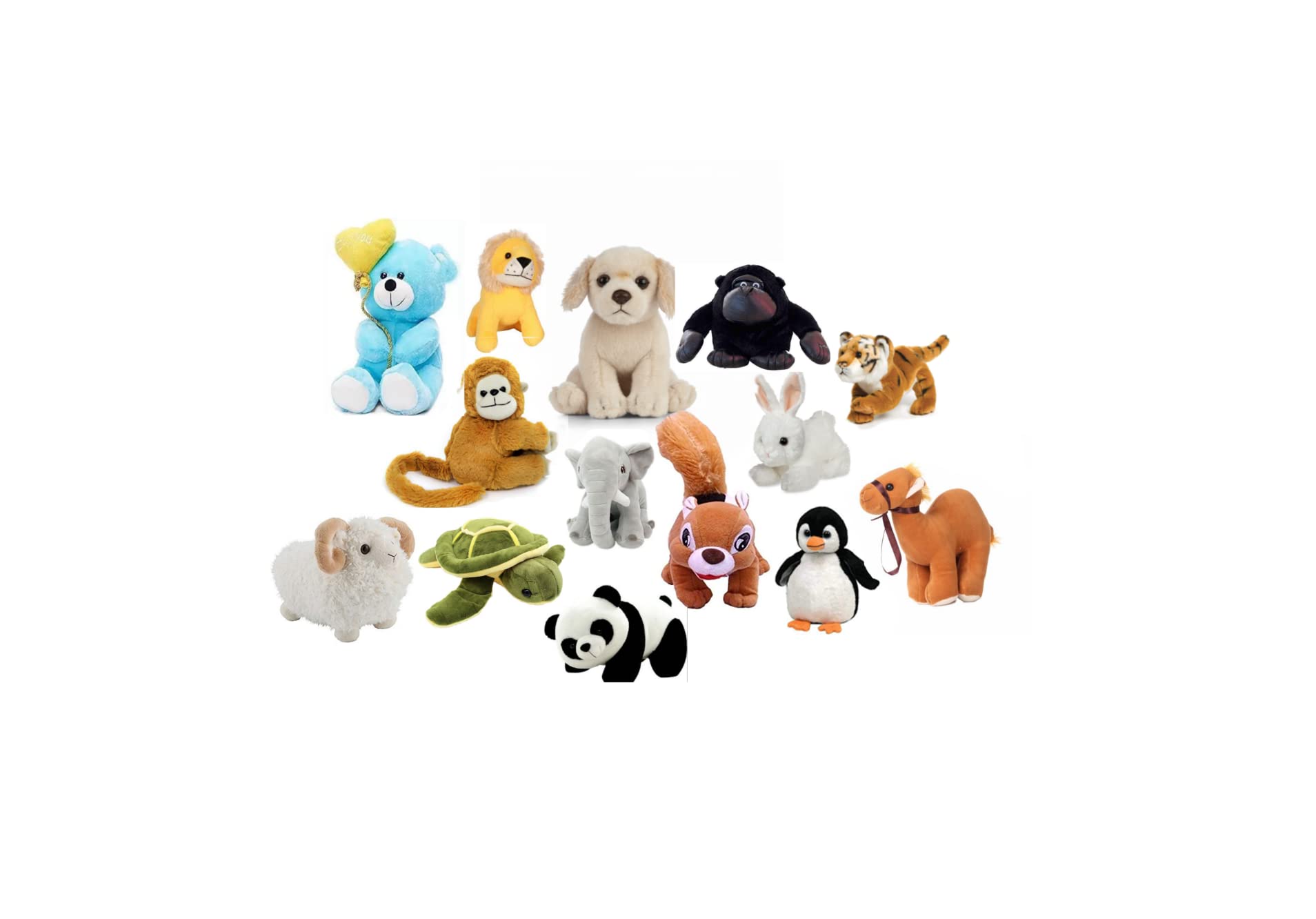 Pack of 16 Randomly Assorted Soft Toys Combo | Fun Learning About Cute Animals Plush Toy | Perfect Birthday Return Gift/Décor/Lovable for Boys & Girls (Multi-Color, 18cm)