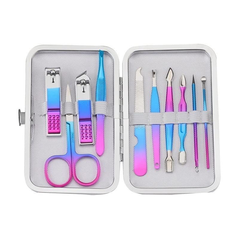 Set di Tagliaunghie Color Titanium Nail Clipper Set Set peeling pinza set da coltello strumento di manicure di taglio professionale portatile 15/12/10/ 7pcs (Color : B)