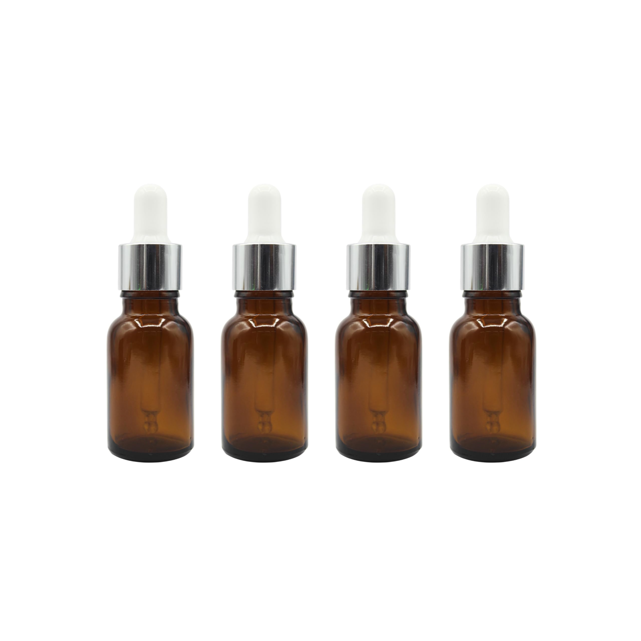 PHARCOS Amber Glass Bottle with Euro Dropper for Essential Oil, DIY Beauty care with Silver ring + White Silicone Teat, Leak Proof, Reusable, Refillable. 15ML - Pack of 4-image-13