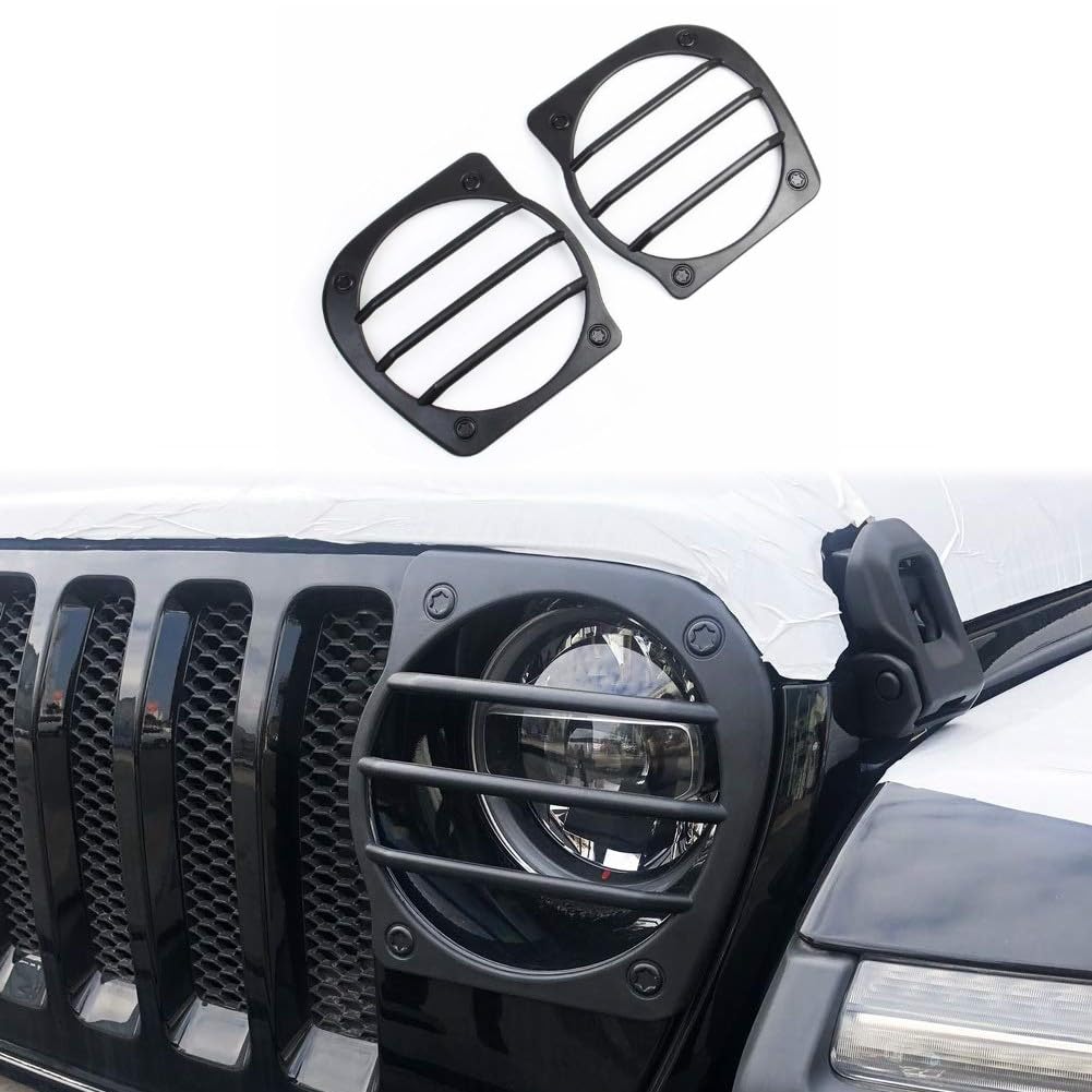 JSTOTRIM Black Plastic Front Bumper Fog Headlight taillight Cover Trims for 2018-2023 Jeep Wrangler JL Accessories (Headlight Protector)