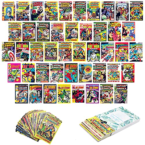 50Pcs Wall Collage Kit,Vintage Posters ,Aesthetic Picture Indie Room Decor Art Posters 4x6 inch for Teens and Young Adults(Super-hero)