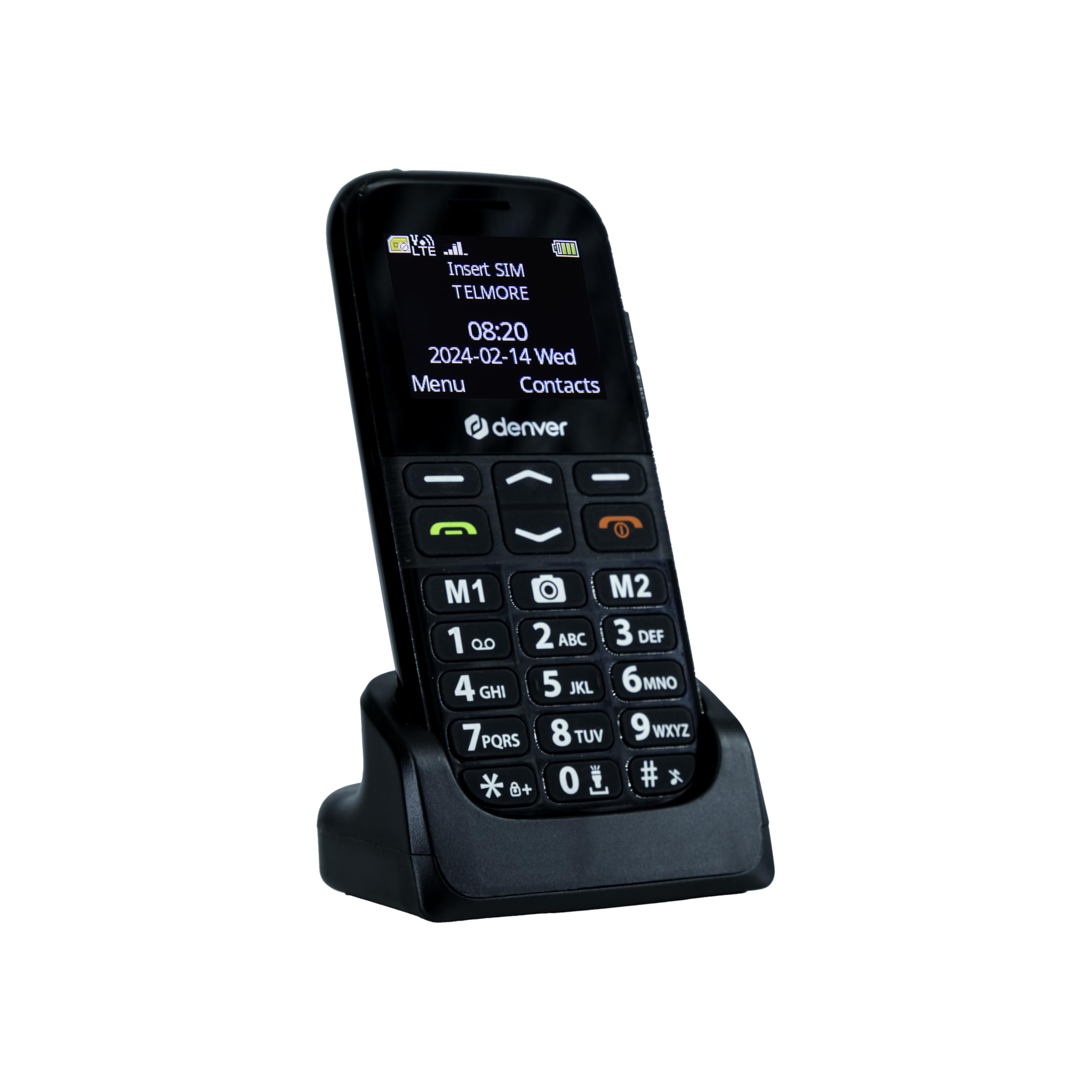 Denver BAS-18500m Big Button Mobile Phone For The Elderly - Unlocked Senior Large Button Mobile Phone, SOS Mobile Phone, Charging Cradle, Camera, Bluetooth, Torch