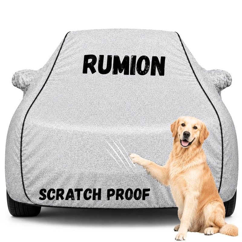Image of Pure Fabric Silver 100% Waterproof Rumion Car Cover | Polyester Car Body Cover for Rain & Sun | UV Protection, Dustproof, Scratch Resistant, Windproof, Heat Resistant, Custom Fit
