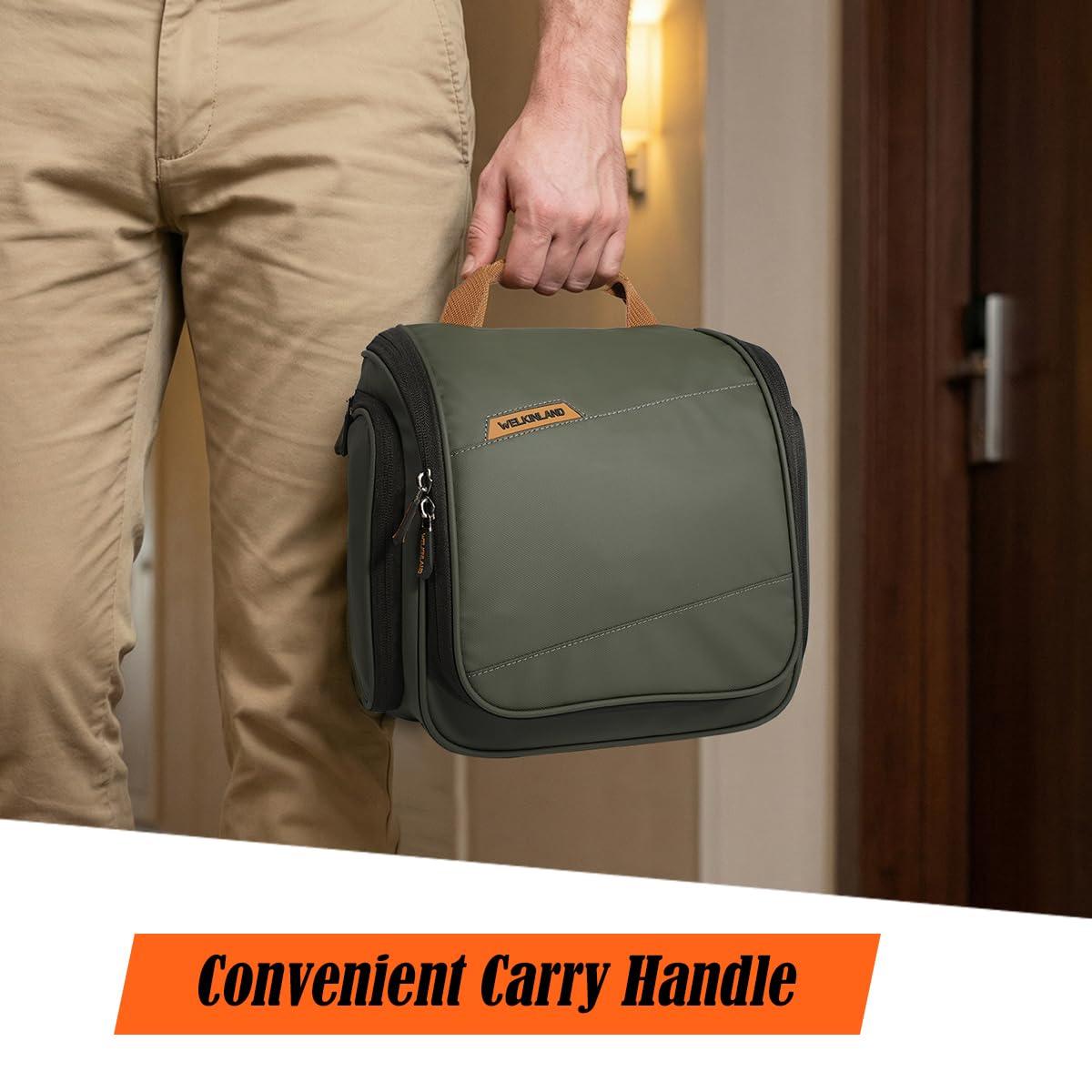 WELKINLAND Neceser colgante de 13 bolsillos, bolsa de aseo impermeable para hombre, kit de viaje grande para hombre, bolsa de viaje para baño, bolsa de viaje totalmente abierta para hombres, bolsa de