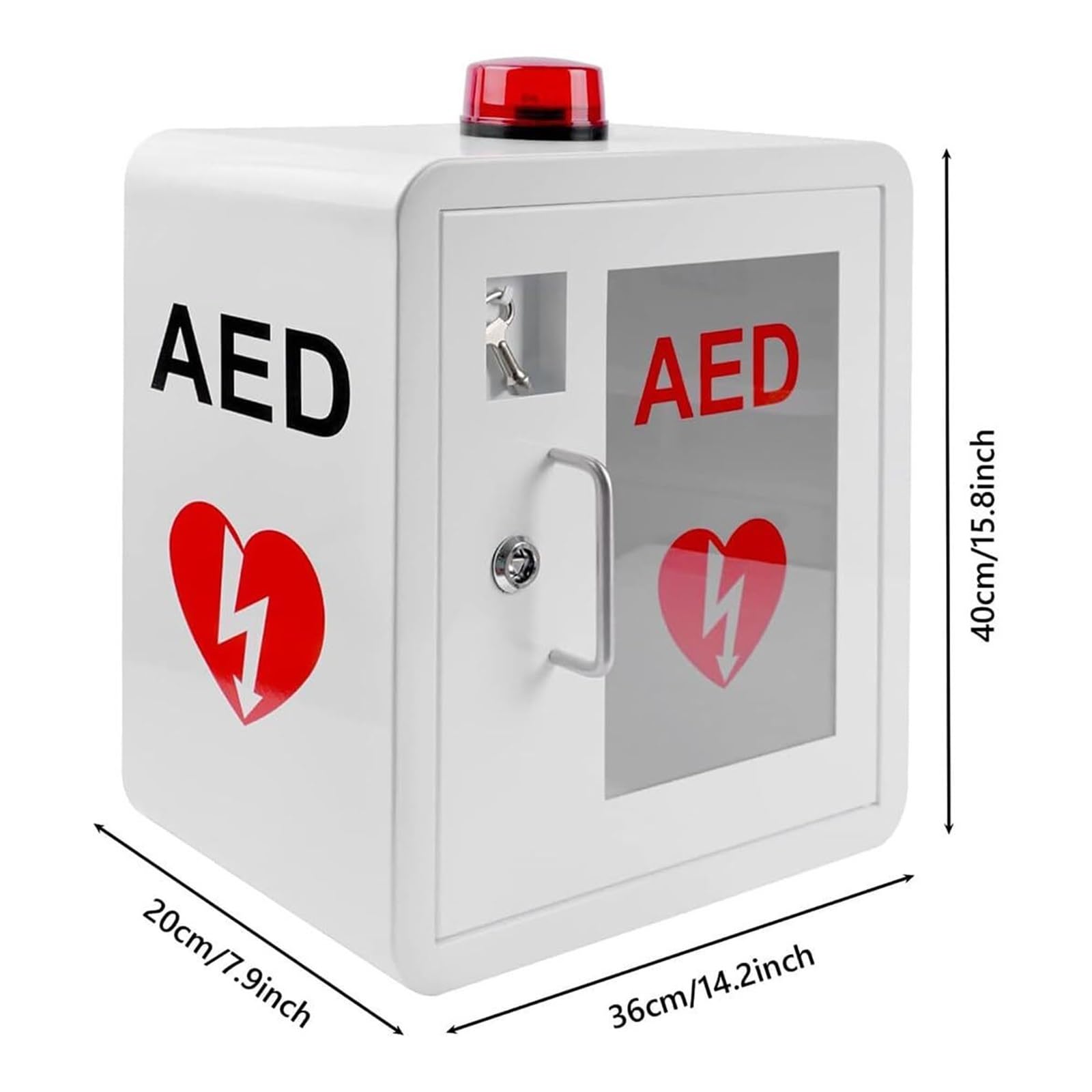 AED Wandschrank mit Alarmsystem - Sichtbares Blinksignal & Akustischer Alarm für öffentliche Gebäude, Büros und Schulen (Universell für alle Defibrillatoren)