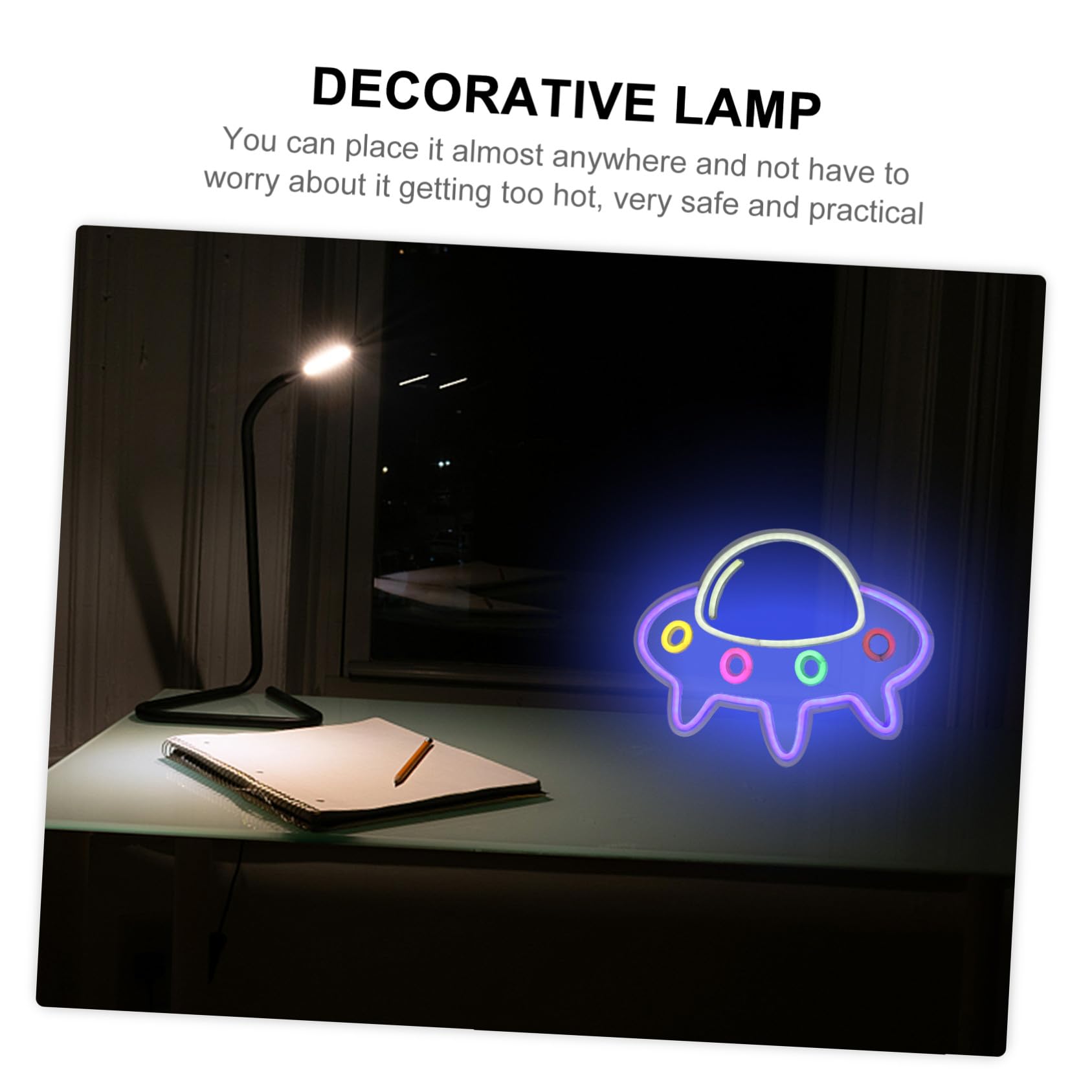 LIFKOME Lámpara LED Neón Creativa Forma de Nave Espacial Luz Ambiental USB para Decoración de Salón y Fiesta Original y Cálida