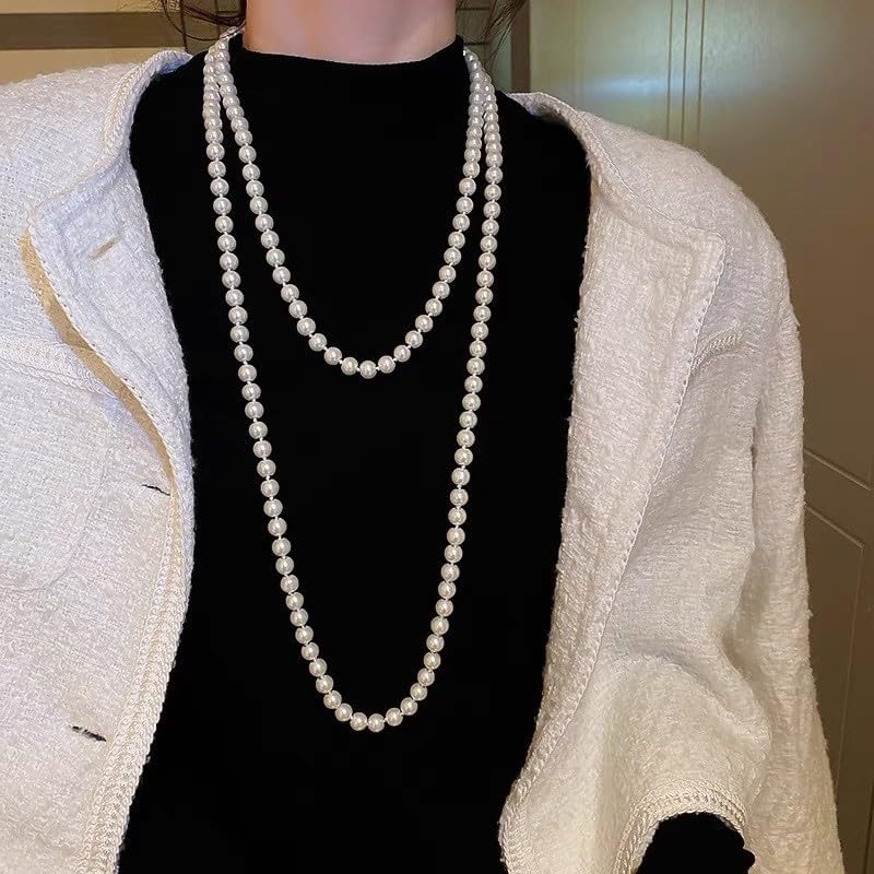 Long Faux Pearls Necklace Stocking Stuffers Beaded Long Pearls Necklace Costume Jewelry - Image 4