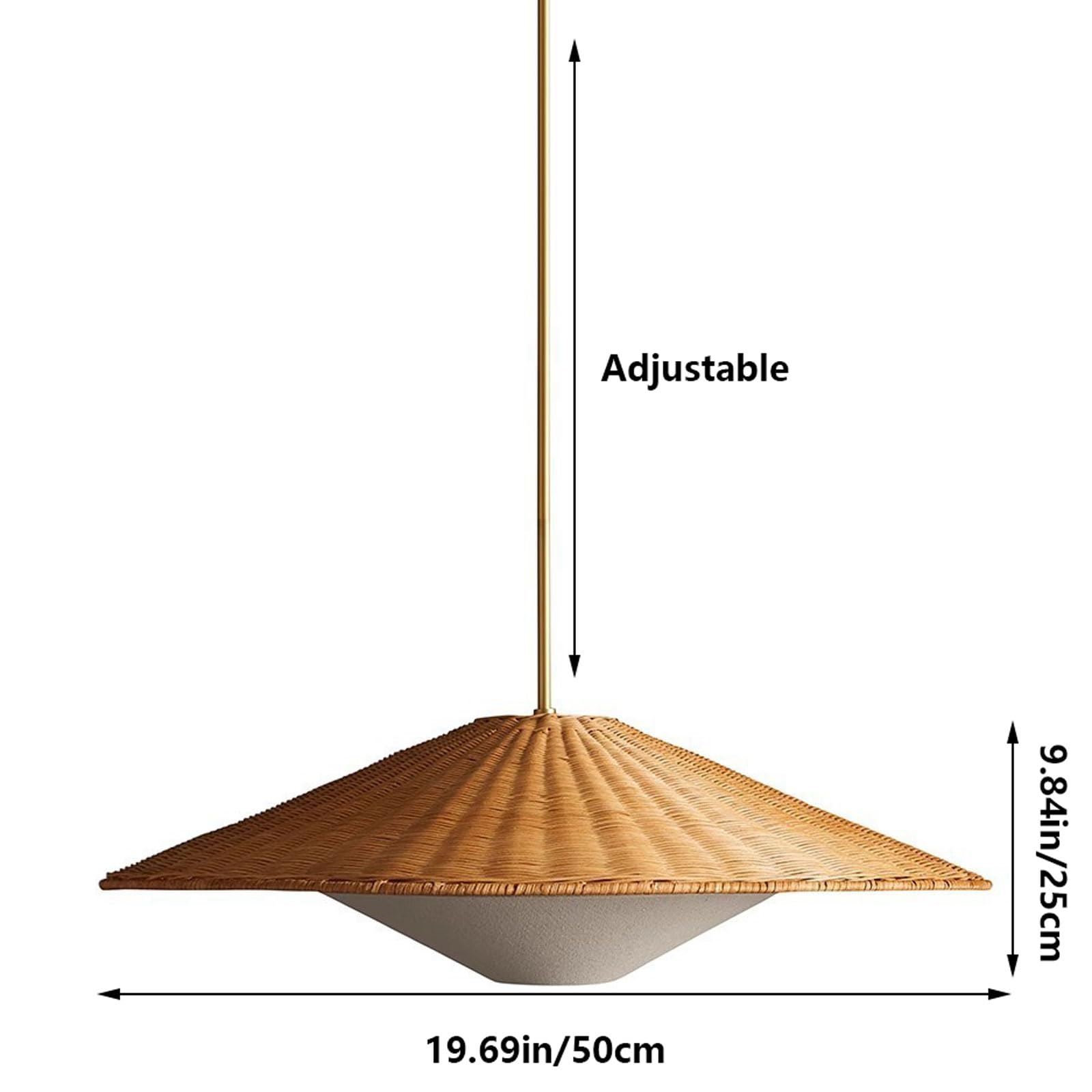 Lámpara de araña LED de ratán estilo retro campestre, pantalla de bambú, altura ajustable | Adecuada para comedor, dormitorio, estudio, cafetería, salón de té, hotel, luminaria