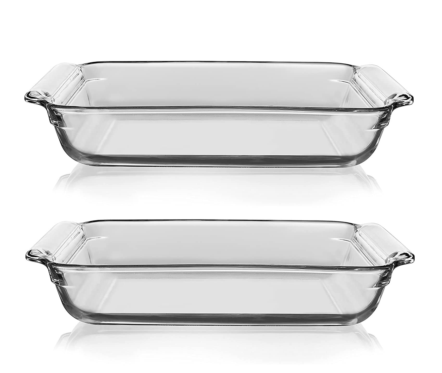 ANH MART Glassware Baking Serving Tray, Set of 2, 1L, Transparent