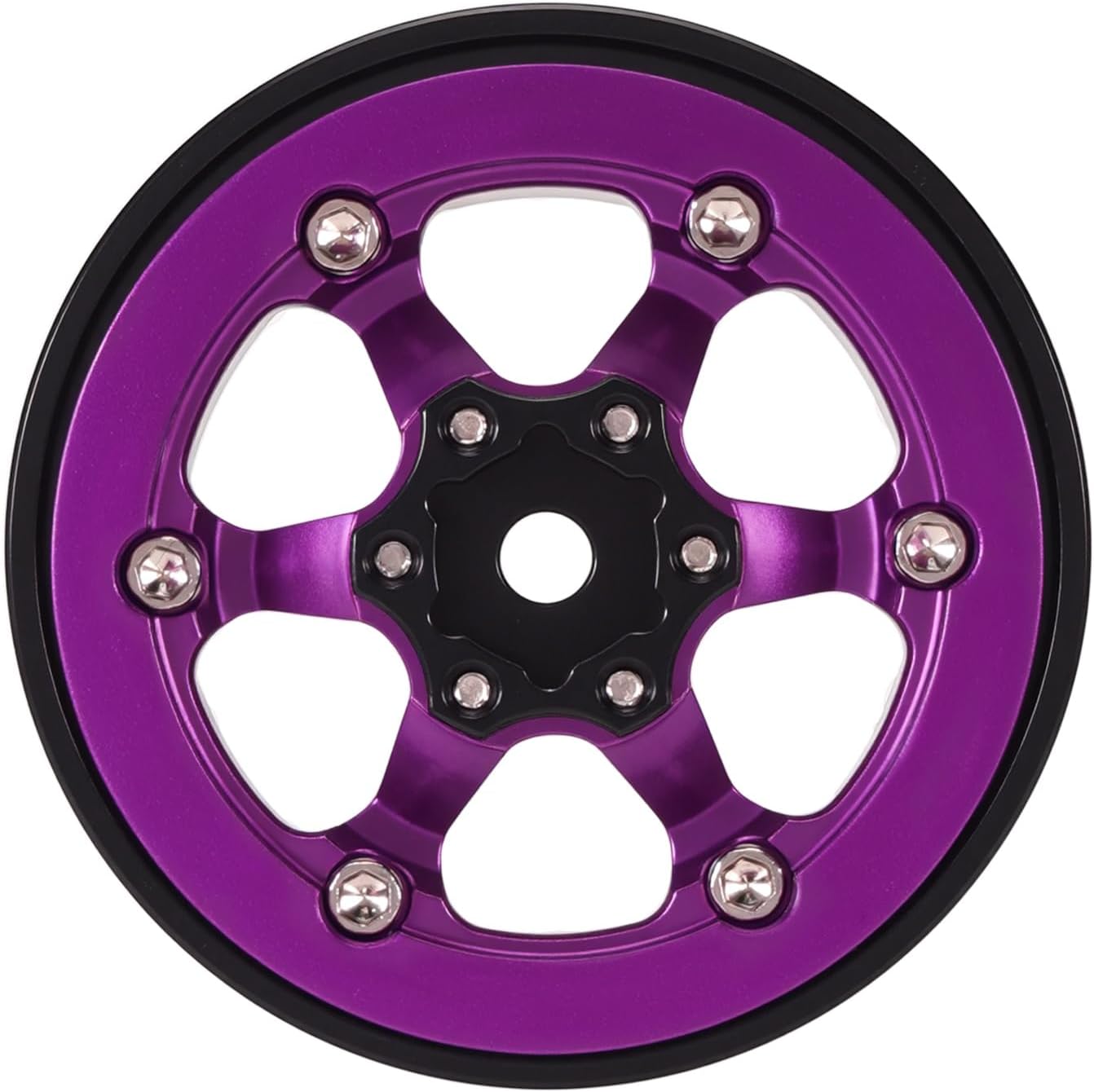 INJORA 1.3" Aluminium Beadlock Wheels -5.25mm Offset for SCX24 TRX4M 1/24 1/18 RC Crawler(Purple)