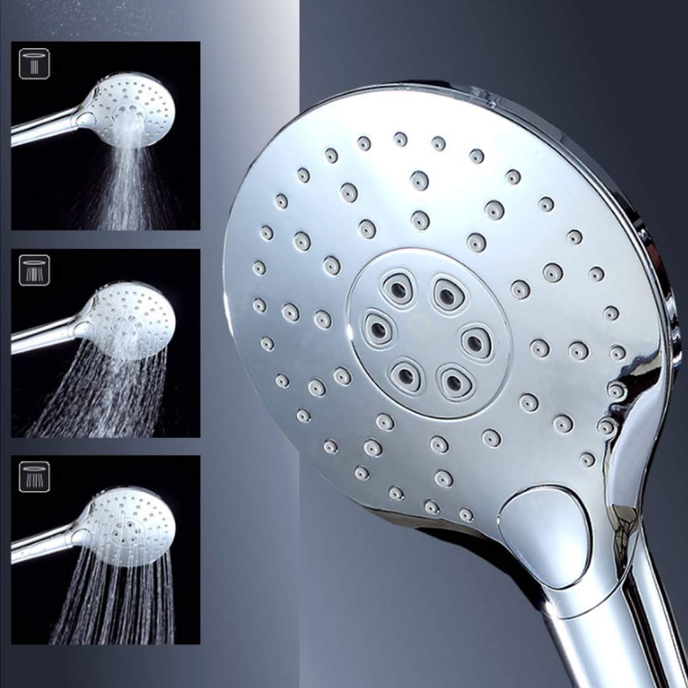 Doccia palmare ad alta pressione, interruttore a un pulsante con comando a una mano 3 funzioni con staffa for tubo flessibile for bagno,cromata,M (Size : M)