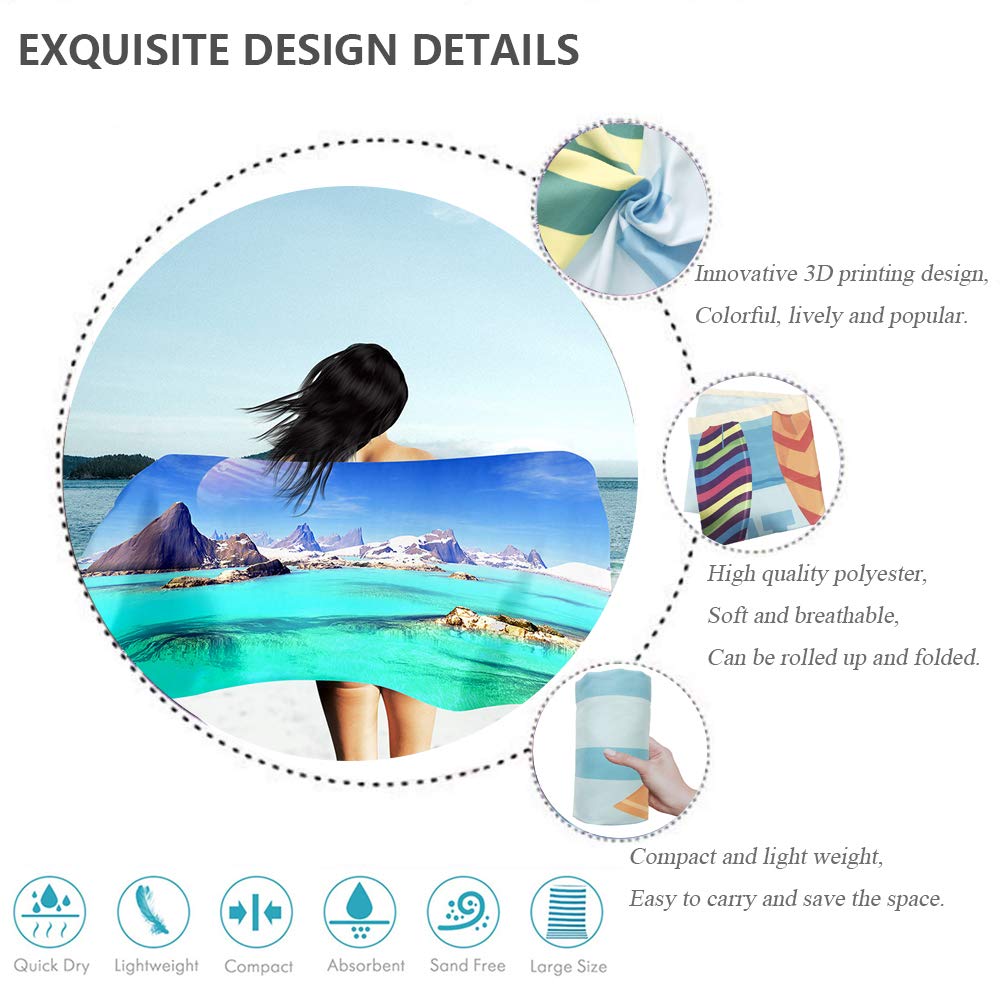 Himlaya Serviette De Plage Microfibre Anti Sable, Portable