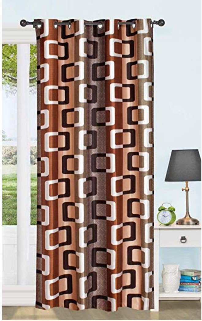 INIRA TRENDZINIRA TRENDZ Polyester & Polyester Blend Printed Curtain, 4 x 5 feet, Brown, COFFE, Pack of 1., Grommets