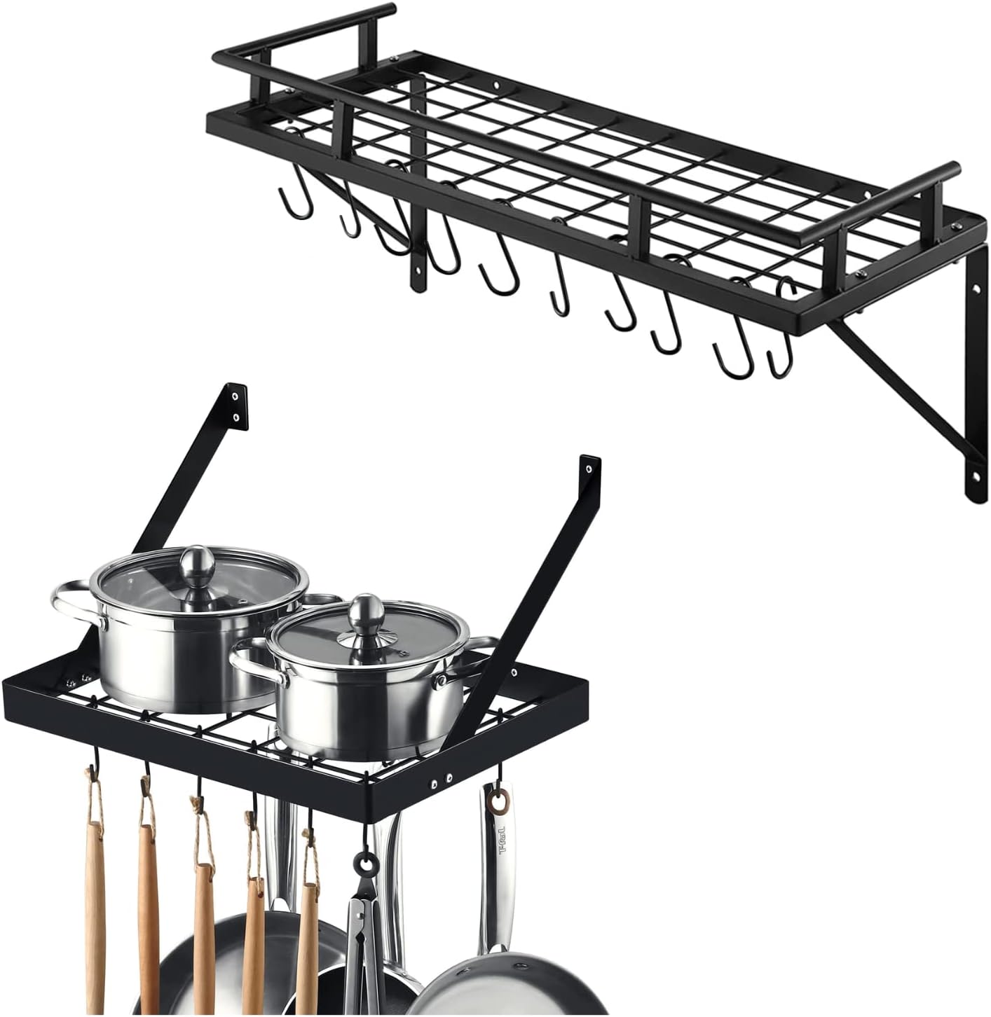 KES Kitchen Pot Pan Rack & Pot Rack Hanging, Matte Black