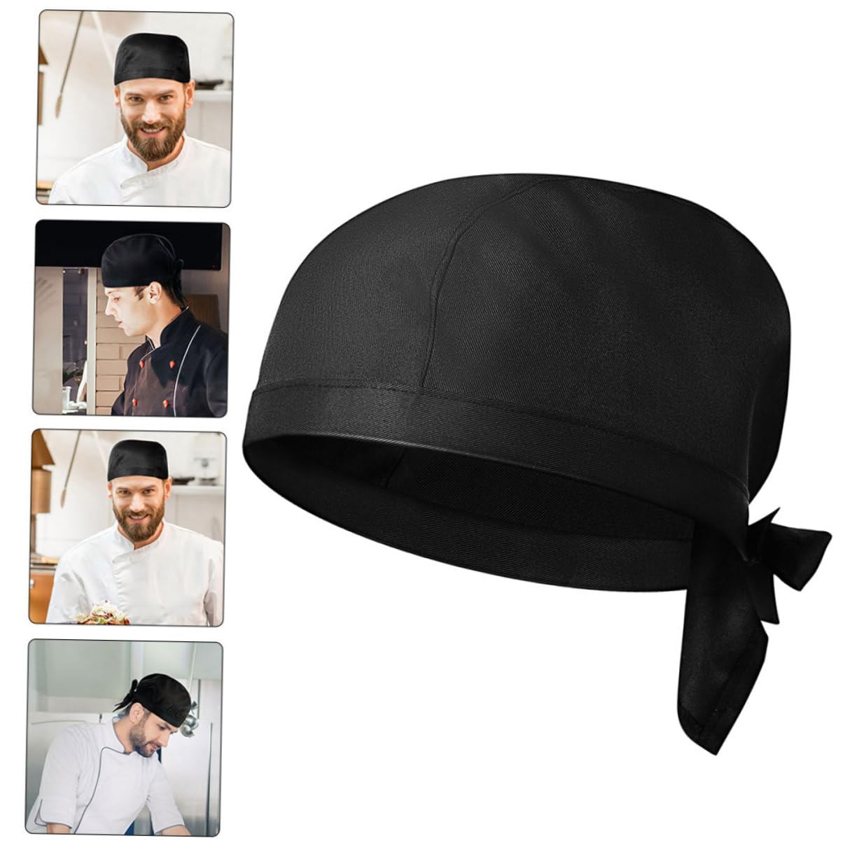 SOIMISS 10 Gorros de Cocina de Algodón Negro para Chef y Servicio | Pack de 10 Unidades, Diseño Sencillo, Ajuste Unisex para Adultos, Estilo Profesional y Práctico