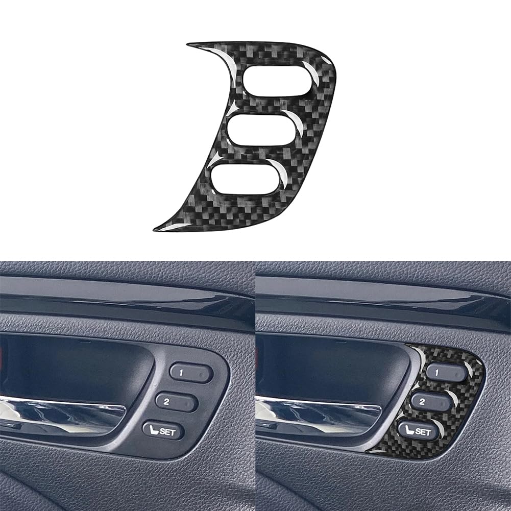 UOADA Real Carbon Fiber Decorative Interior Sticker Car Driver Side Door Pull Push Handle Memory seat Button Control Frame Decals Compatible with Ridgeline 2017 2018 2019 2020 Style A Black