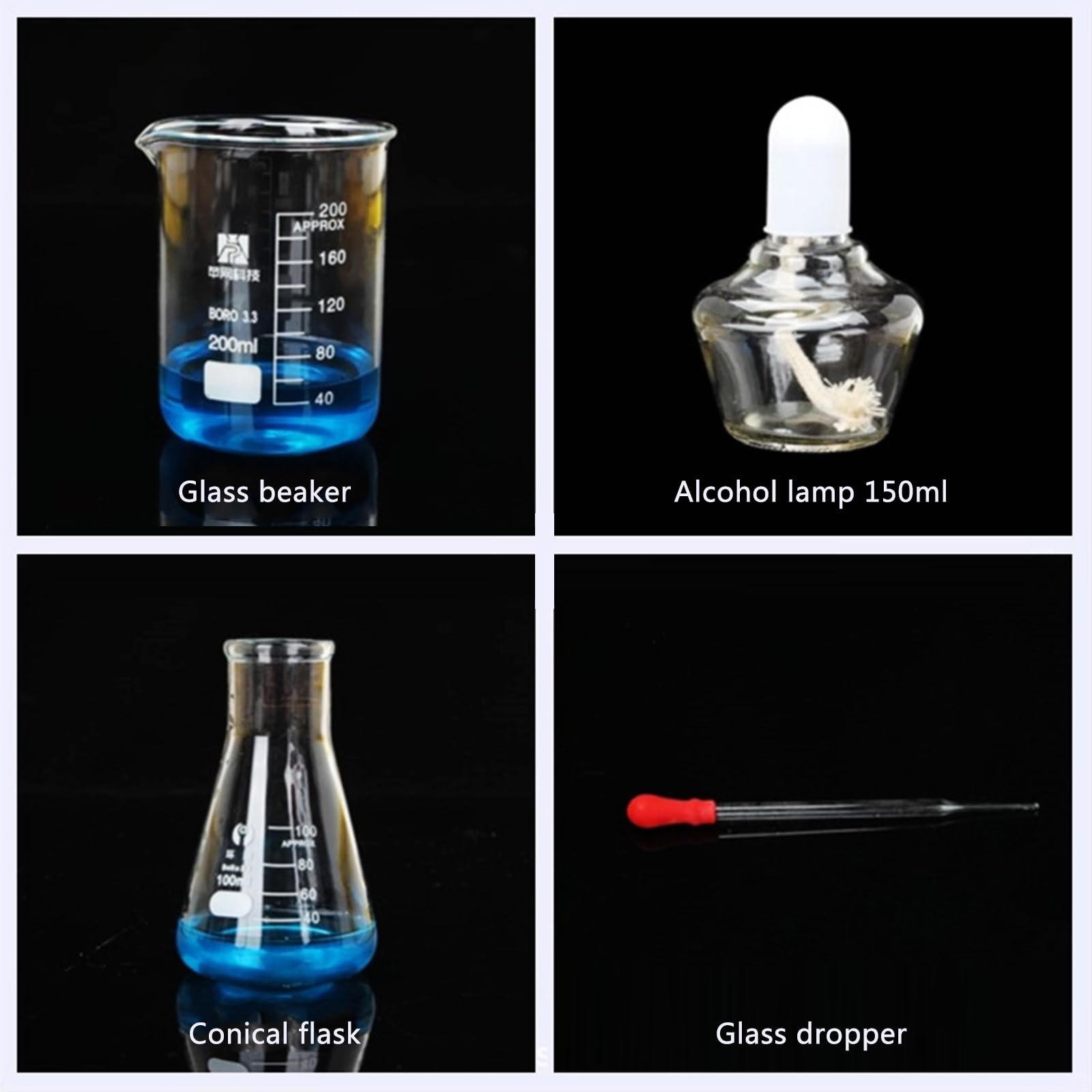 Aparato de Destilación de Laboratorio,Aparato de Destilación de Vidrio,Kit de Destilación al Vacío,Matraz Erlenmeyer,Kit de Cristalería Química,para Laboratorio,Enseñanza Escolar,Estudiantes