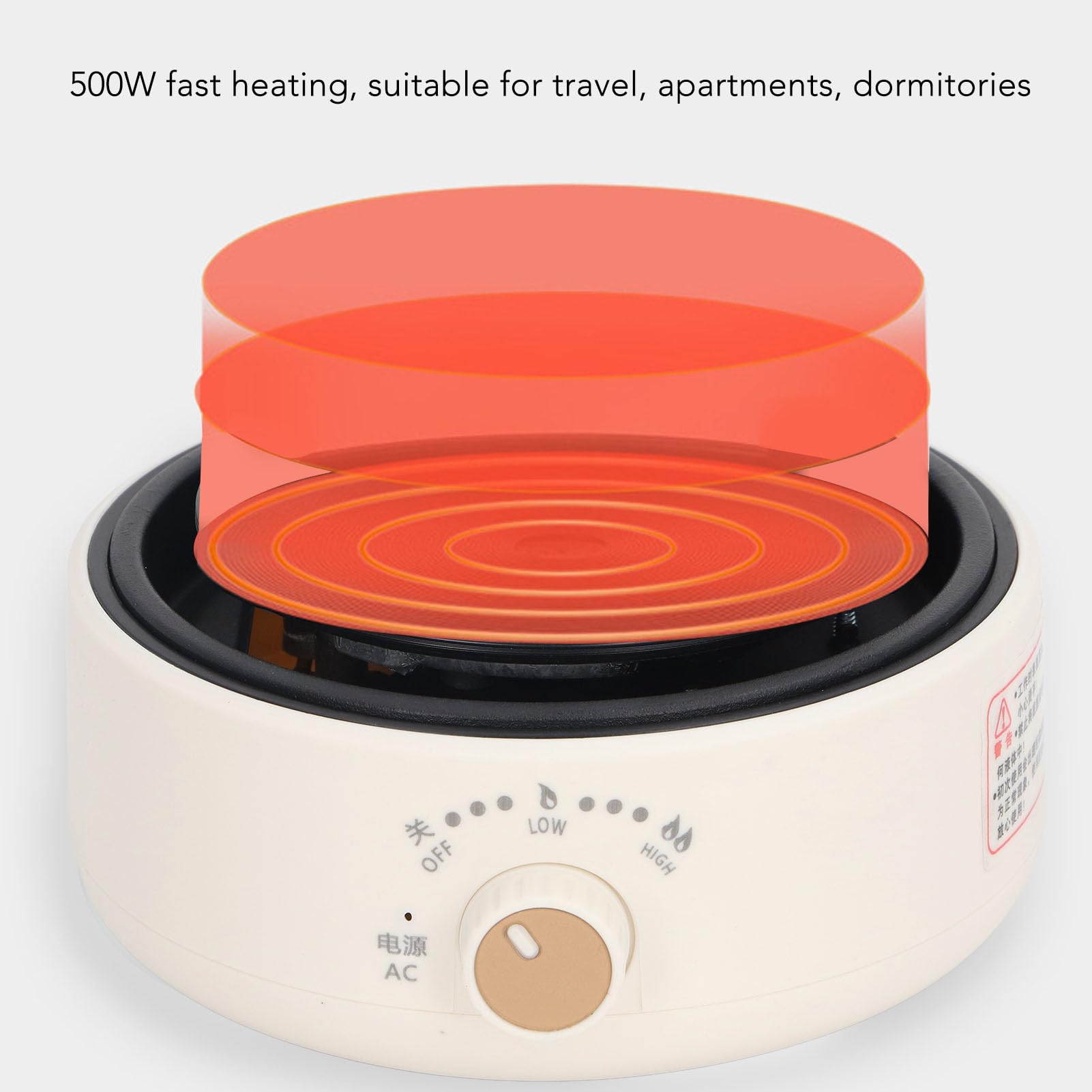 Generic Hot Plate Electric, 500W 360 Deg Heating Portable Electric Hot Plate Mini Stove with 2 Level Temperature Control for Glass, Metal, Purple Clay, Ceramic (Beige), Genericqwfabxky5e-12