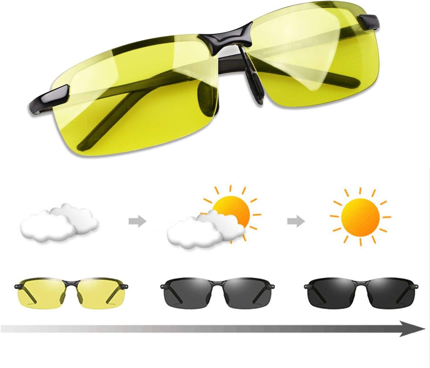 Photochromic Polarized Sunglasses for Men Women Day and Night UV Protection Driving Glasses Anti Glare Eyewear Eyeglasses