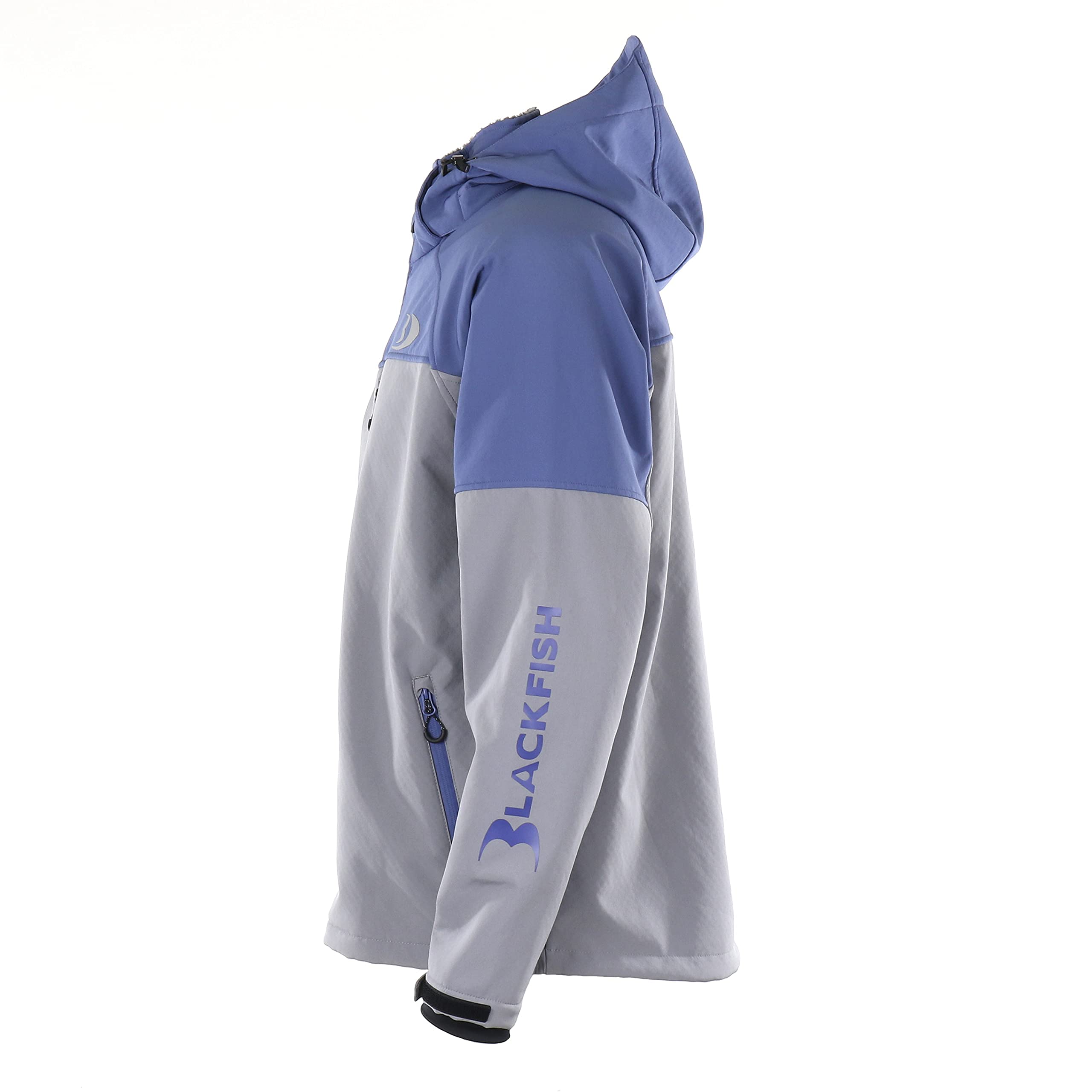 BLACKFISH Zenith Softshell Jacket - Charcoal/Blue Windproof Fleece-Lined Fishing Jacket with Water-Resistant Cold Protection