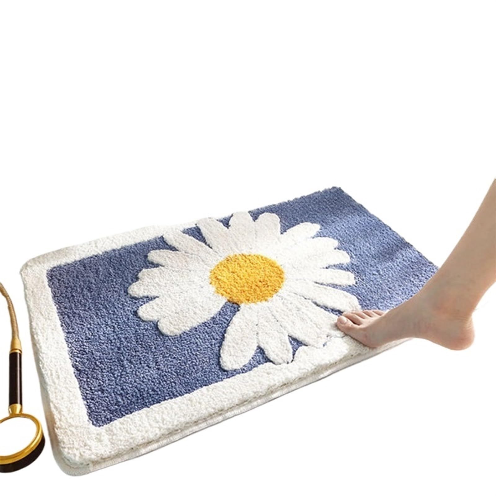 Paillasson absorbant salle de bain doux anti traces bleu