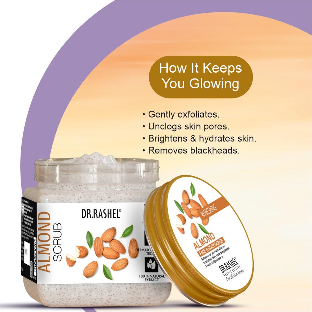 DR.RASHEL Almond Scrub For Face & Body (380 Ml) | All Skin |Cleanser Scrub For Deep Exfoliation | Dead Skin Remover | Tan Removal | Blackhead Remover - Image 4 thumbnail