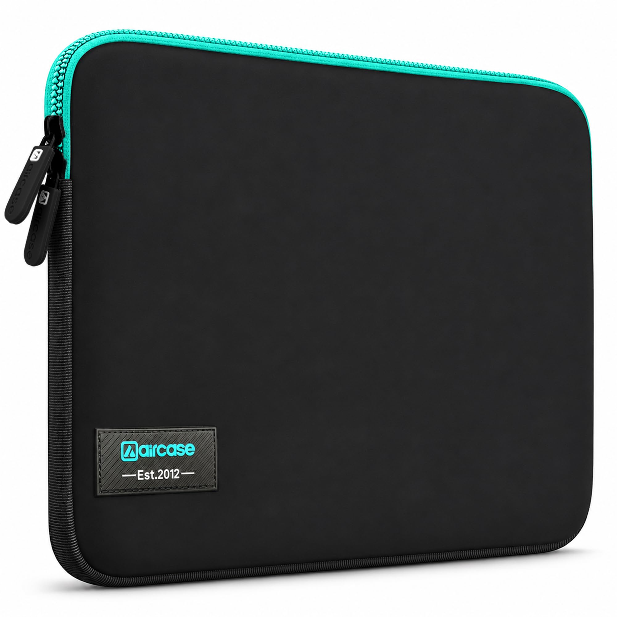 AirCase 4-Layer Neoprene Laptop Sleeve for 13-15.6 Inch Laptops | Slim Wrinkle-Free Case | Water-Resistant, Shockproof, Scratch-Proof | TSA Friendly | YKK Zipper | Black-Green