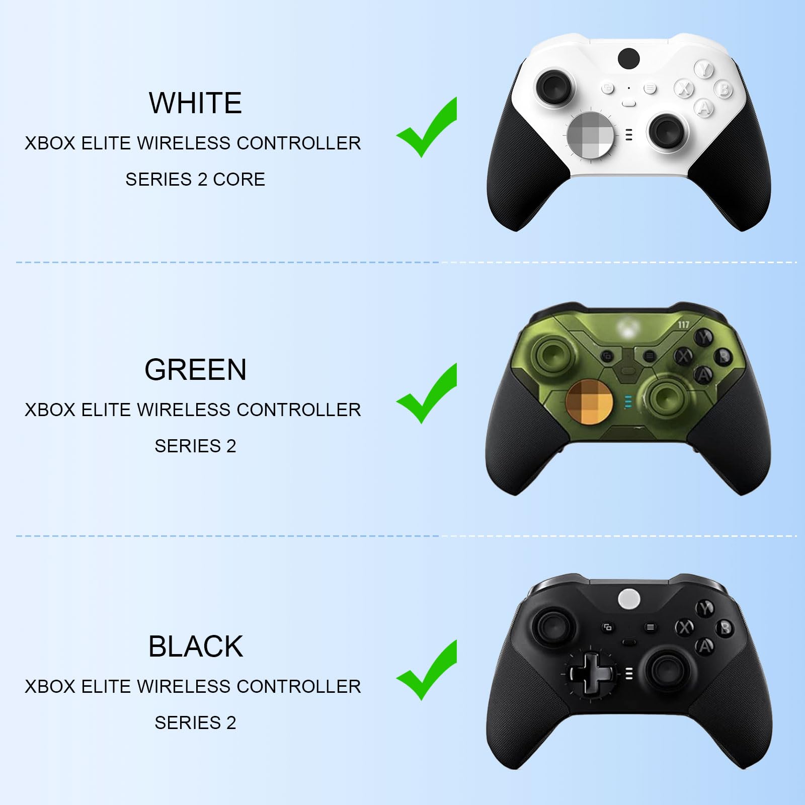 Palillos de metal para Xbox One Elite Series 2, accesorios de control con 6 joysticks, 4 palas, 2 D-Pads, 1 herramienta de ajuste (negro)