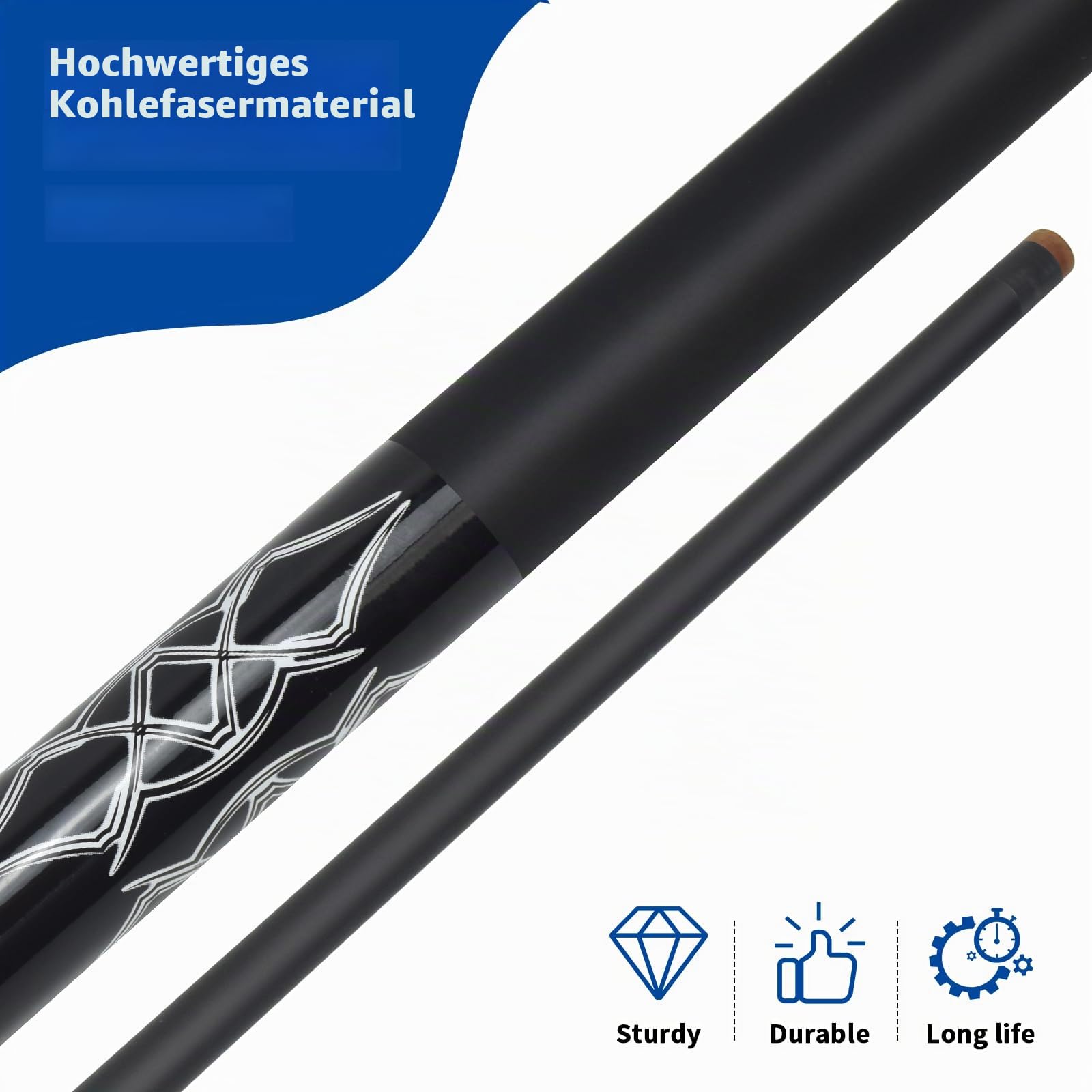 Professionelle Billardqueues, 147,7 cm, Carbon, langlebig, kleiner Kopf, Poolqueues, Billardstock, Snookerstange, Zubehör, Billardzubehör
