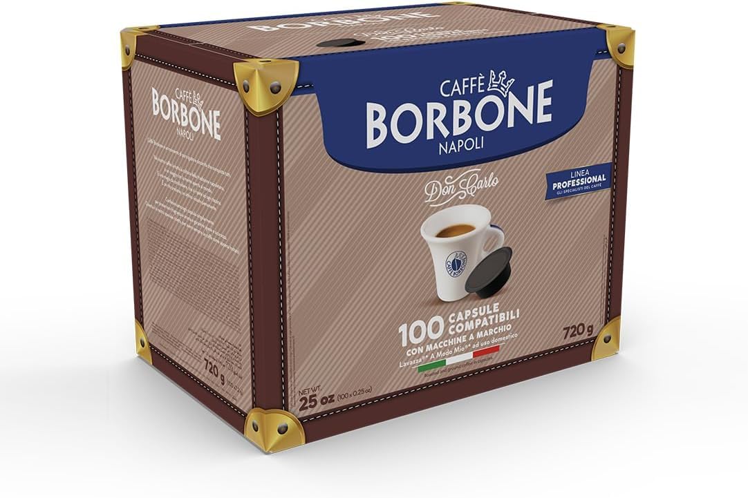 Caffé Borbone Don Carlo, Mezcla Roja y Dek - 100 cápsulas Roja - 100 cápsulas Dek - Compatibles con las máquinas domésticas A Modo Mio*