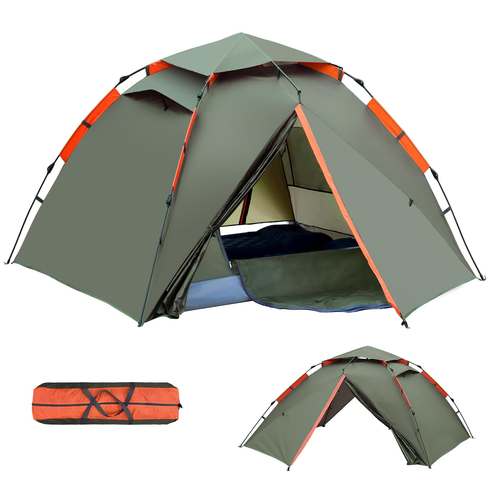 Zelt Pop Up,Camping Zelt Automatisches 2-4 Mann Personen Kuppelzelt 300x240x145 Wasserdicht Winddicht Campingzelt Quick Up Tent Wurfzelt mit Abnehmbarer Zelte für Familien