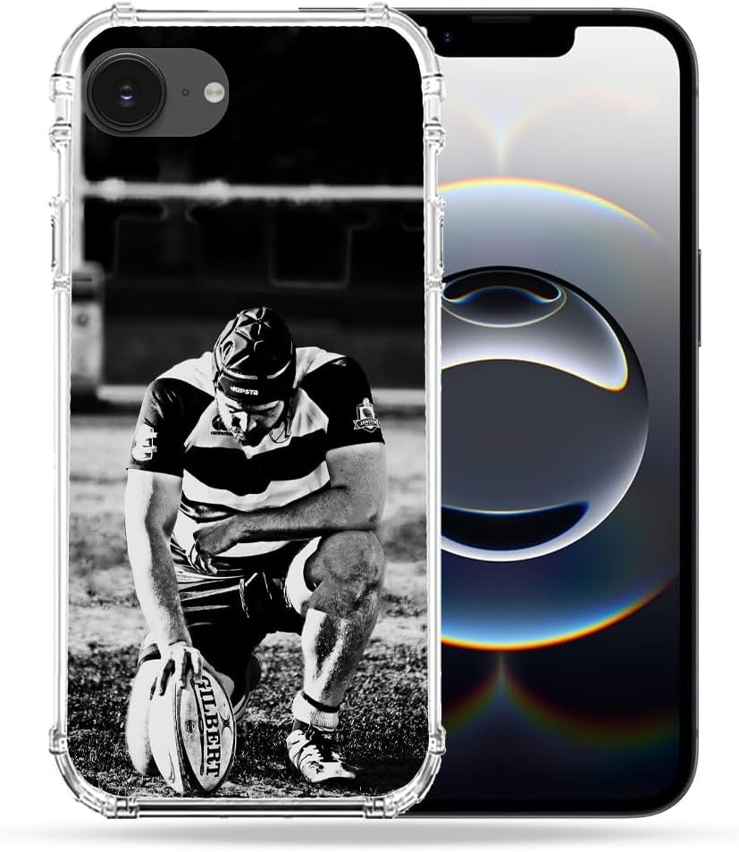 Cokitec iPhone 16e Black & White Sports Rugby Reinforced Case Cover