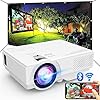Projector with WiFi and Bluetooth, Upgrade Outdoor Projector, Mini Movie Projector Supports 1080P Synchronize Smartphone Screen by WiFi/USB Cable for Home Entertainment