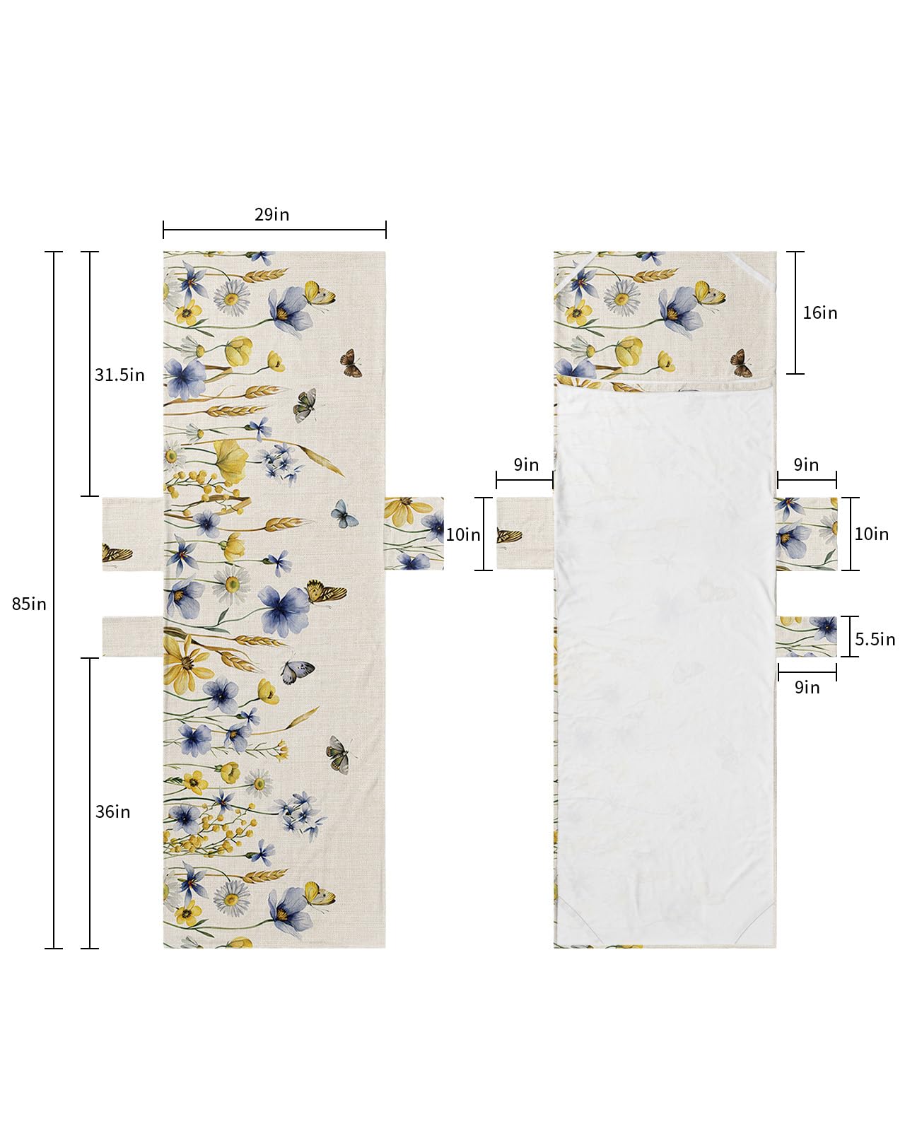 Butter-fly Leaves, Beach Lounge Chair Towel Cover, Soft Chaise Lounge Towel with Side Pockets Patio Pool Chairs Cover for Beach/Pool Sunbathing 29x85 Elegant Fall Yellow Blue Yellow Daisy Beige