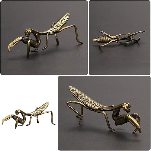 Miniatura 3 de Mantis de metal de latón rezando Mantis mini figuras de animales de jardín de hadas para césped, patio, árbol, escultura, micro adornos de paisaje