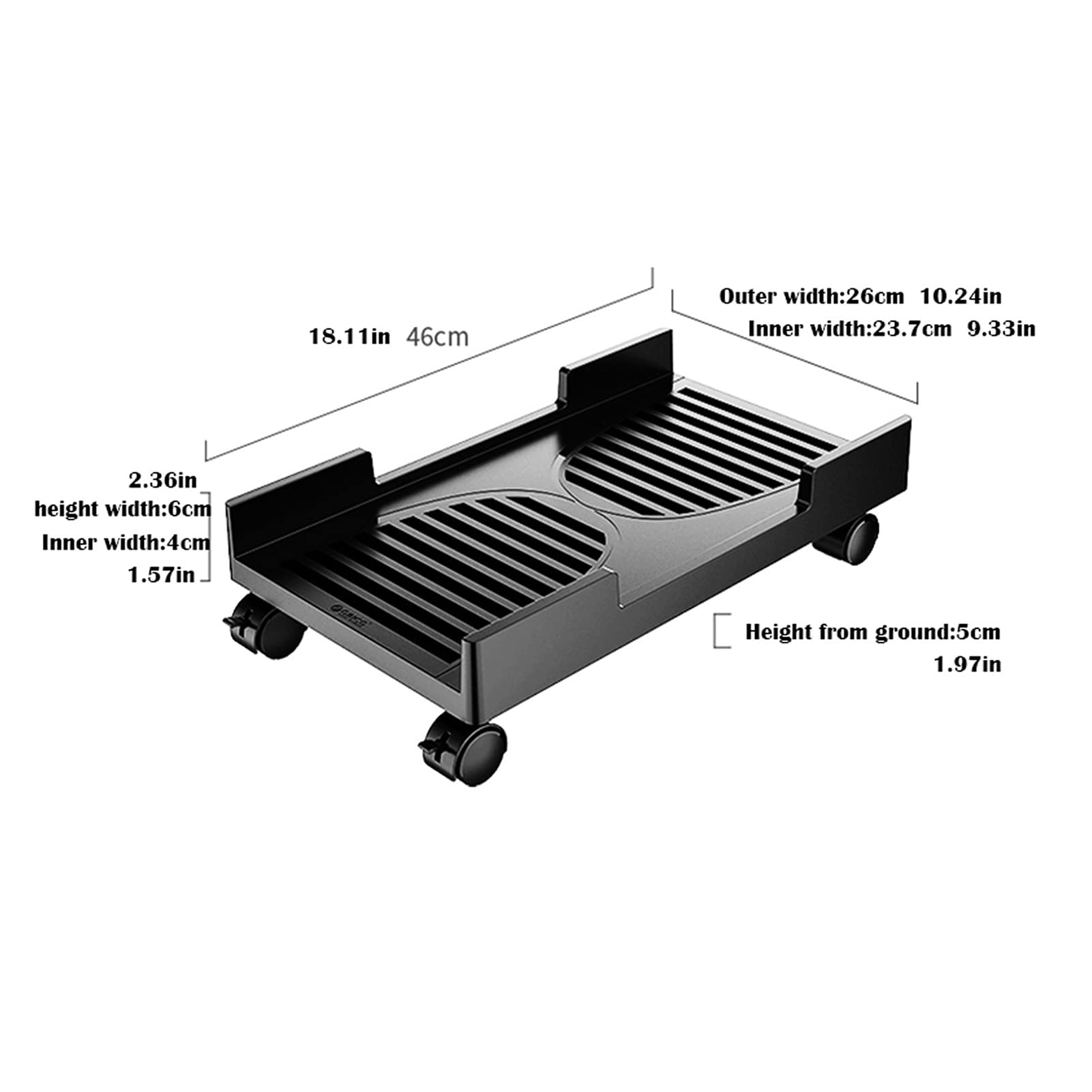 Support de Boitier PC ordinateur Mobile PC Support d'accueil avec roue CPU Panier de support, support de plancher de bureau, style hôte de refroidissement, protéger l'hôte et le support facilement Sup
