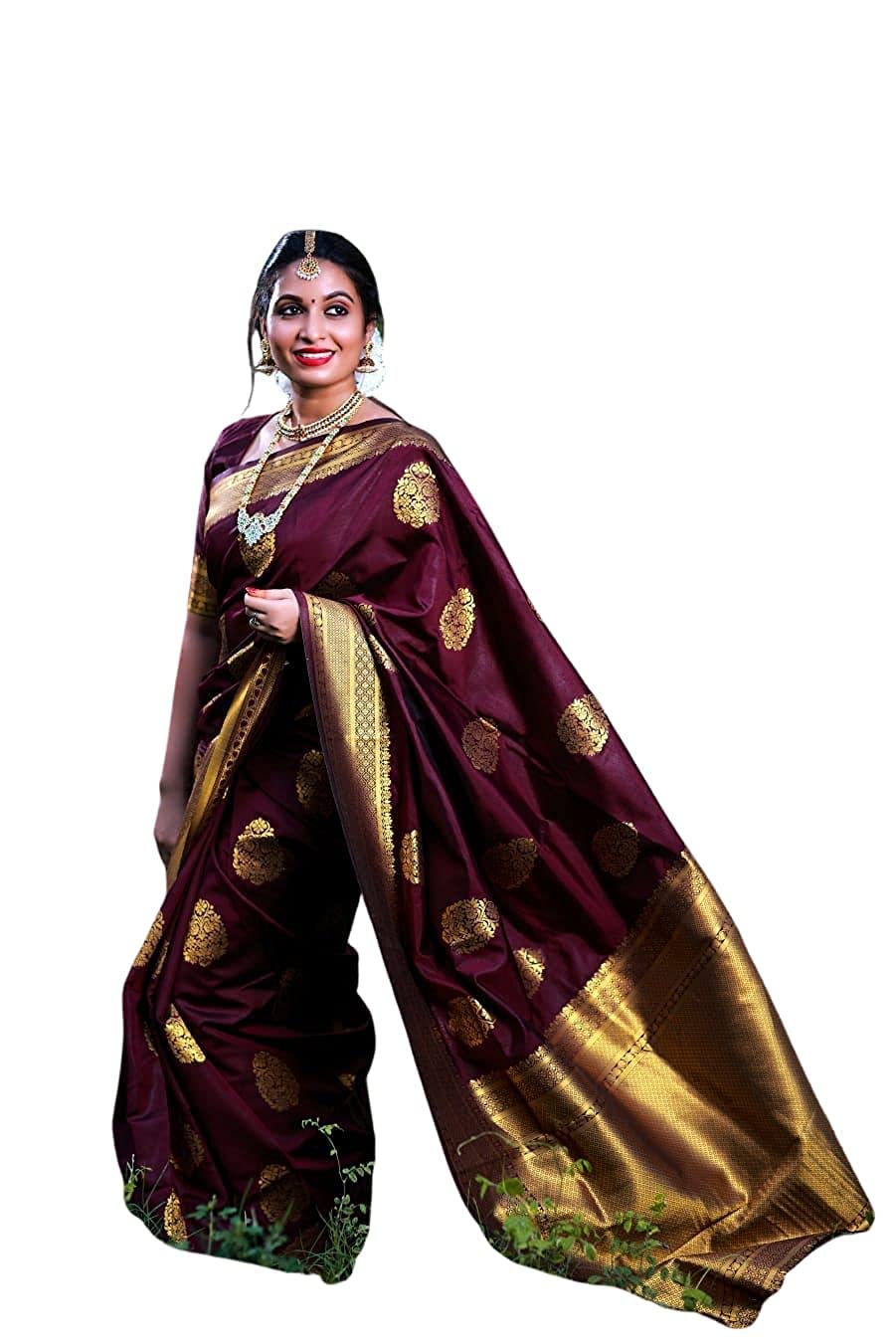SGF11SGF11- Women's Kanjivaram Soft Silk Saree With Blouse Piece Dark Blue Dark Blue 5.5 meters, M