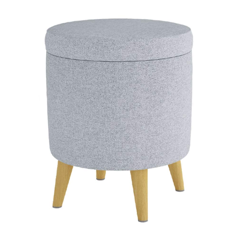 Pouf de rangement rembourré avec pieds en bois pour séjour