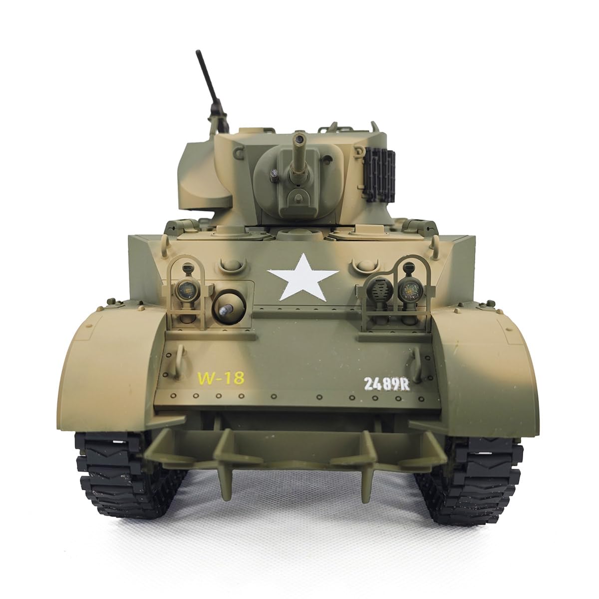 M5A1 Stuart Light - Tanque teledirigido para adultos, 1:16, con efectos de luz de sonido, salida de humos, telescopio, vehículo militar RC para más de 16 años