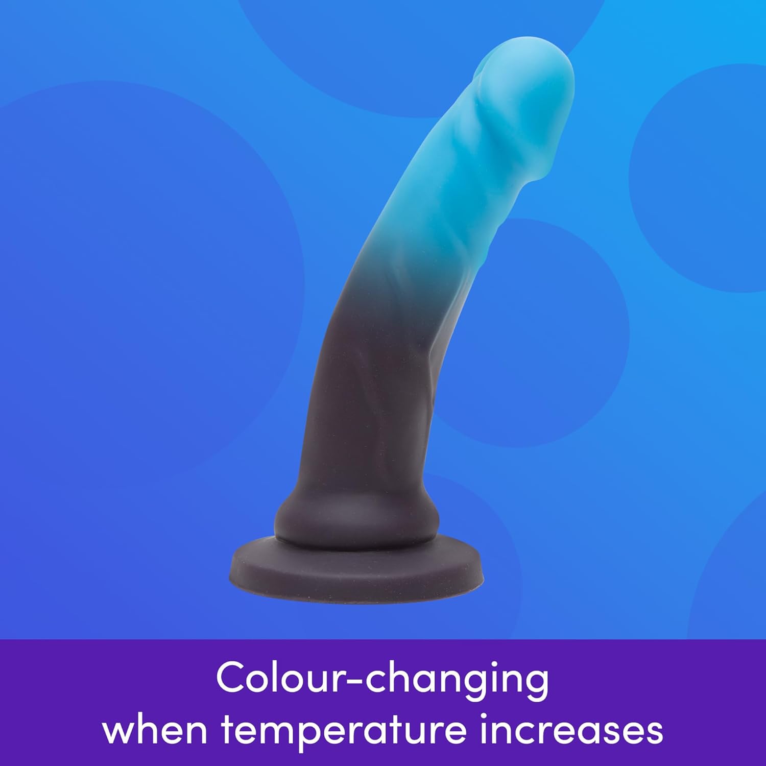 Lovehoney Lifelike Lover Luxe Realistic Dildo - 7 Inch Suction Cup Dildo - Colour Changing Curved Smooth Silicone - Harness Compatible Strap On - Adult Sex Toy - Waterproof - Black/Blue
