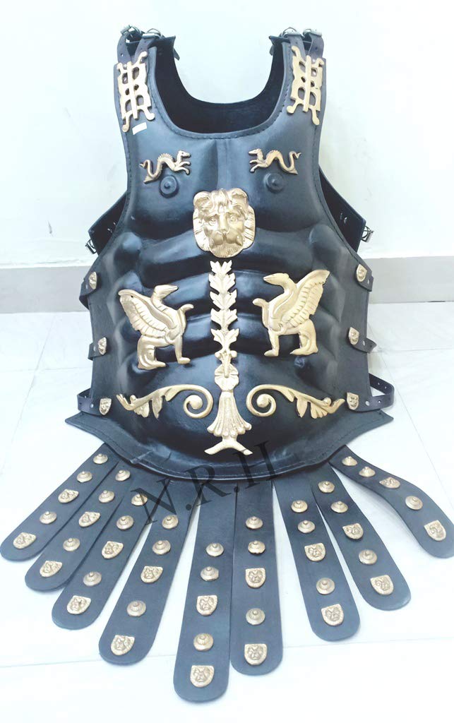 Nautical Replica Hub Medieval Armor Black Leather Roman Chest Plate Jacket Halloween Costume