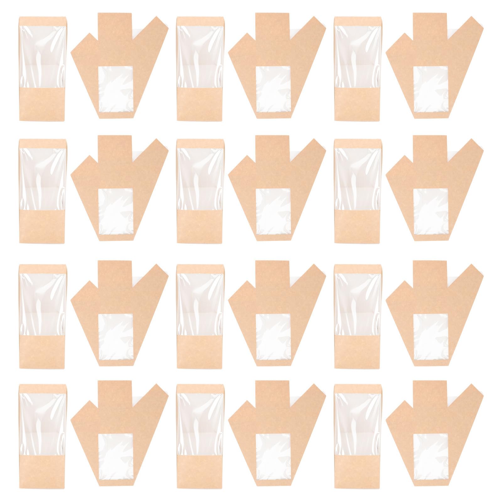jojofuny 100 Stück Dreieckige Kraftpapier Brotdose aus Papier mit Transparentem Fenster Tragbare Leichte Sandwich Verpackung für Shops und Bäckereien