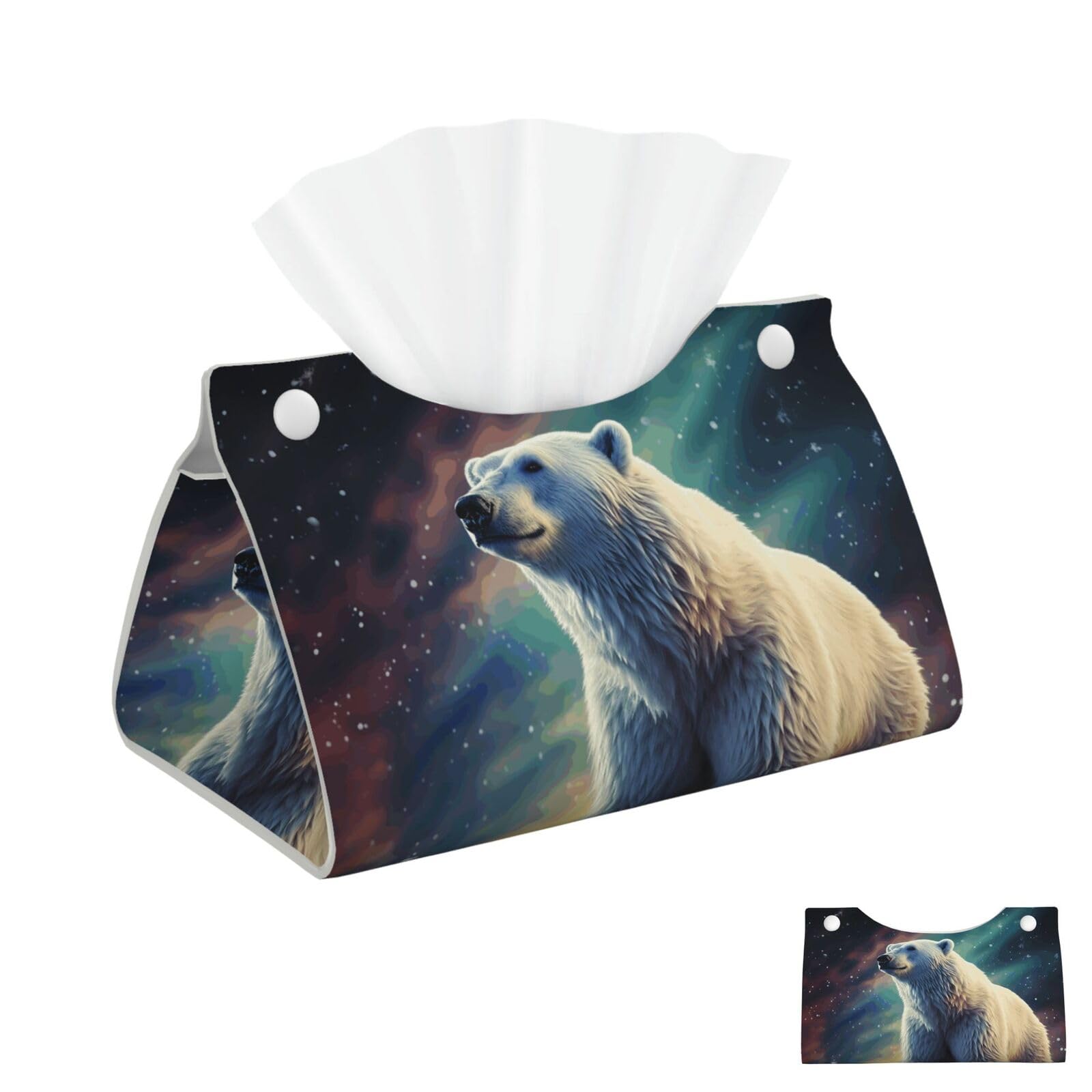 Northern Lights Polar Bear Tissue Box Cover Square Cube Boxes