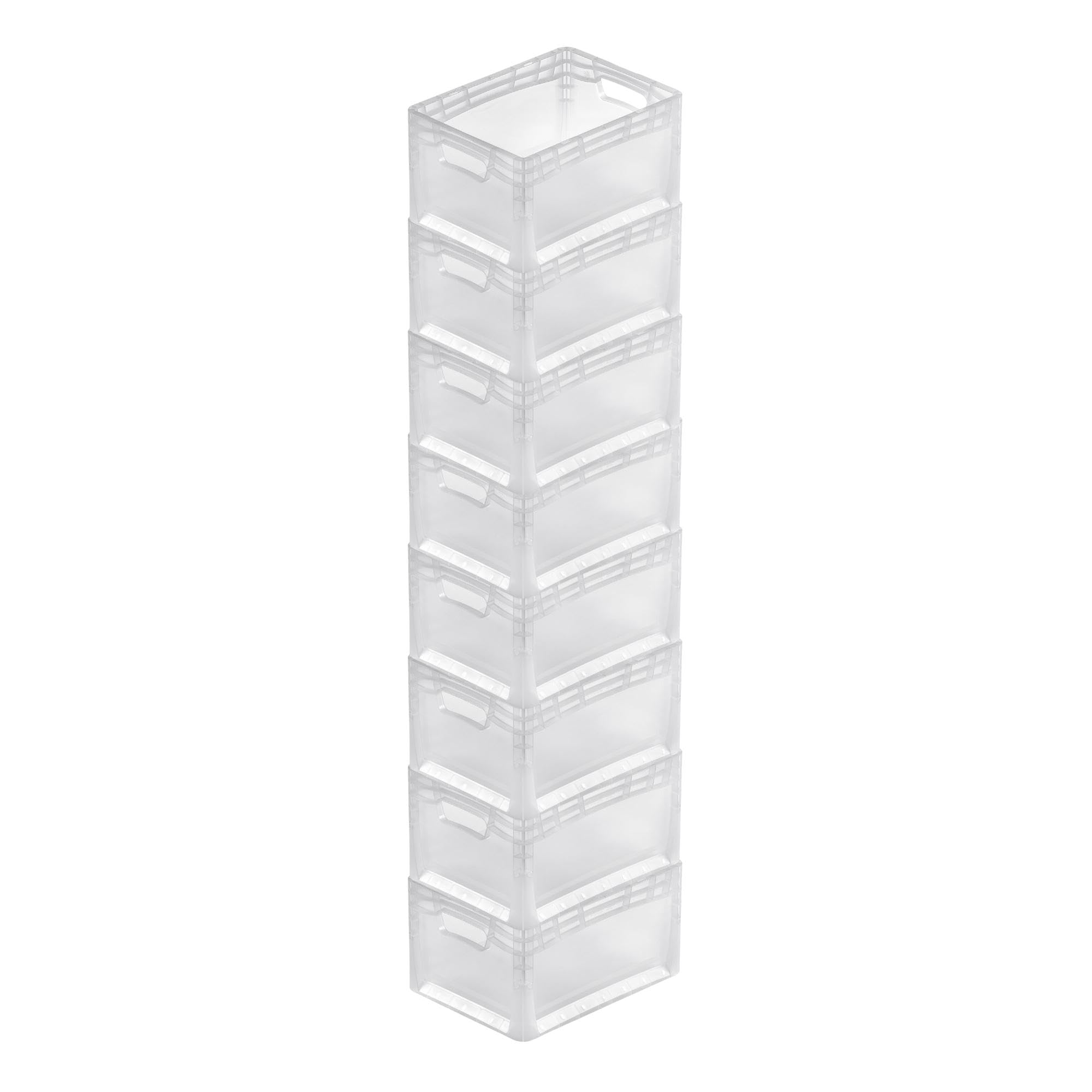 PROREGAL SuperSparSet 8x Transparenter Eurobehälter LightLine mit offenem Griff & Auflagedeckel | HxBxT 22x30x40cm | 24 Liter | Eurobox Transportbox Transportbehälter Stapelbehälter