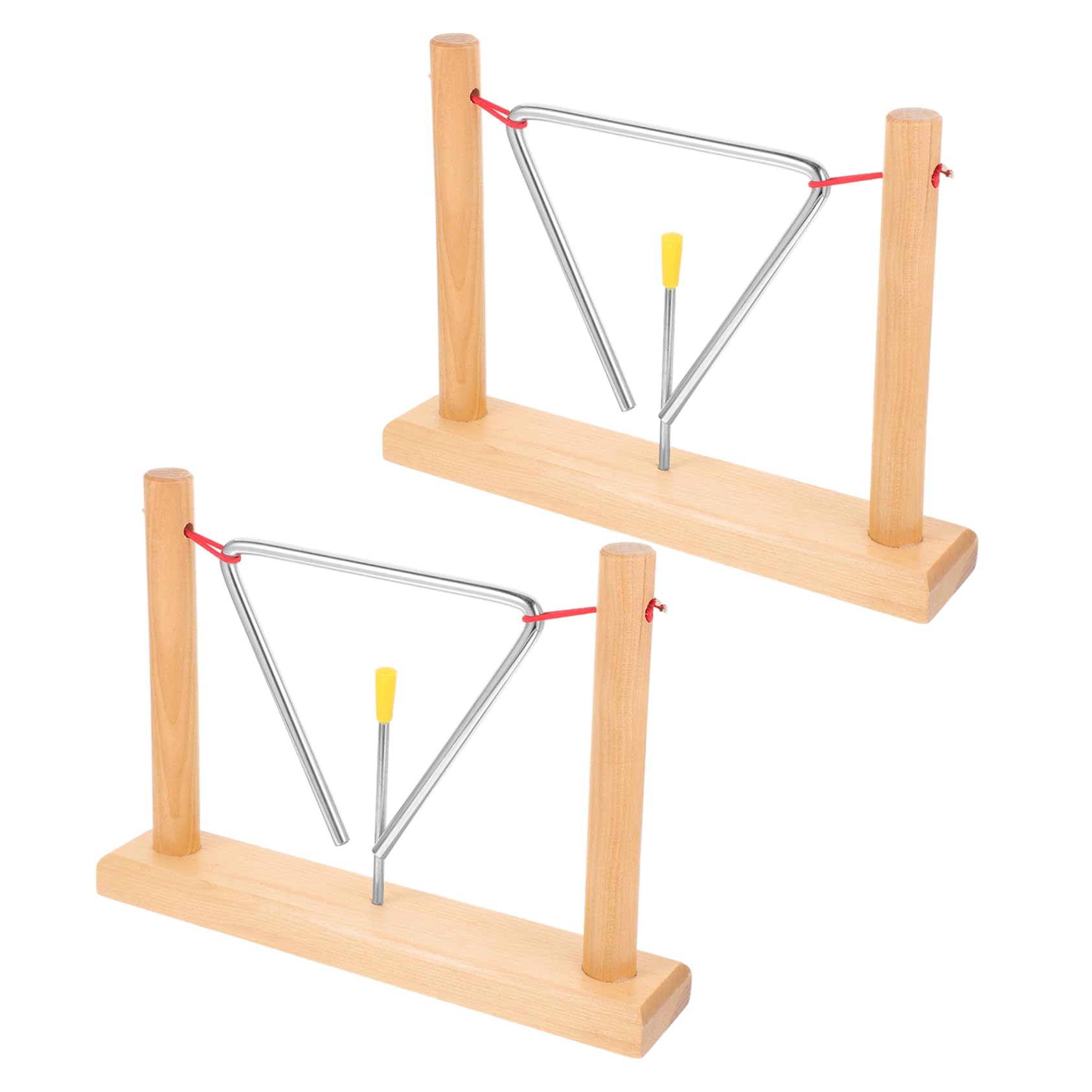 Triangel Schlaginstrument aus Eisen mit Schlägel und Holzständer, 2 Satz | Beige, Abgerundete Kanten, Tragbar und Leicht, Klarer Klang, für Kinder