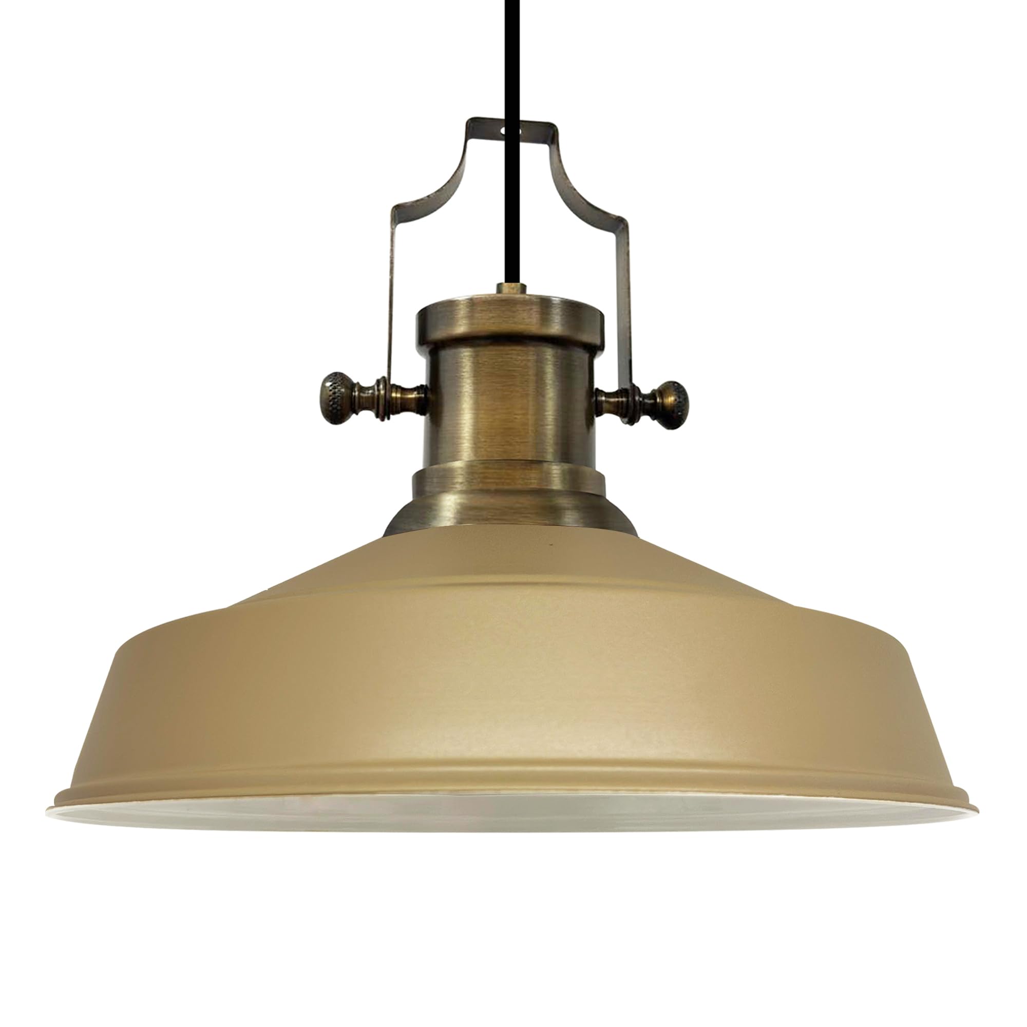 Bamyum Asletl Vintage Metal Pendant Light 40 cm, Lamp Shades Ceiling, Kitchen Lights E27, Industrial Lamp Shade, Metal Light Fitting for Living Room, Beige — image 1