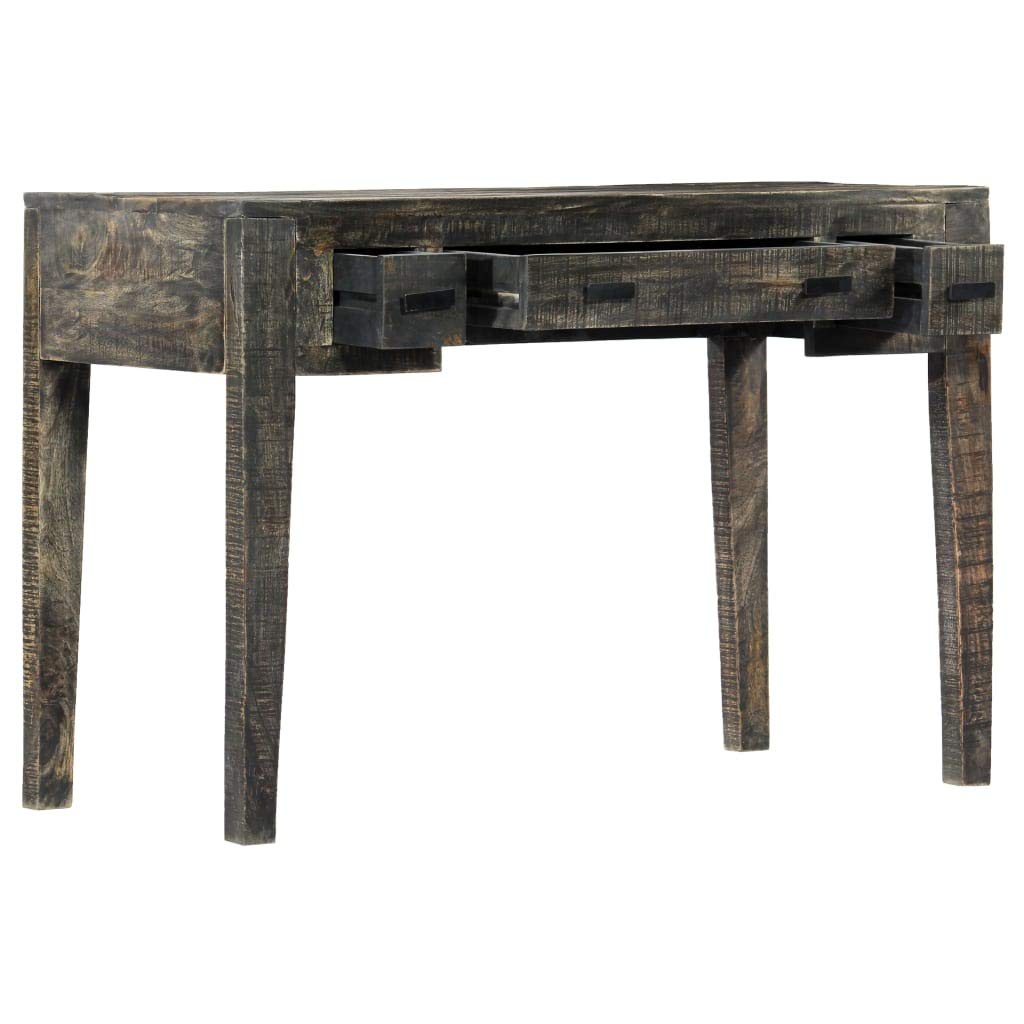 Scrivania nera in legno massiccio di mango, 110 × 50 × 75 cm, con 3 cassetti, spazio di archiviazione come ufficio, tavolo da lavoro per PC, laptop, segretario, ergonomica, salvaspazio