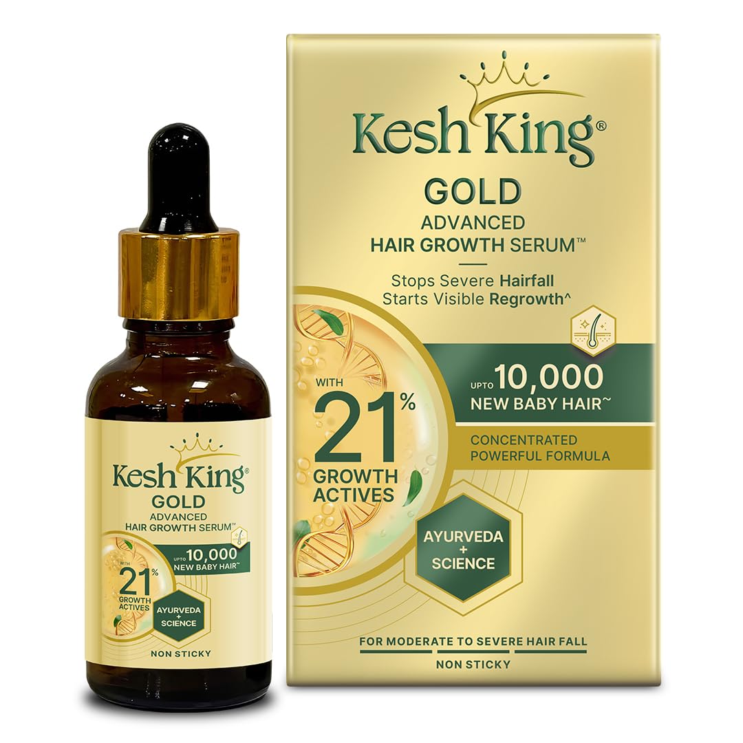 Kesh King Gold Intensive Hair Growth Serum, 21% Growth Actives with Redensyl, Procapil, Anagain, Kopexil Aqua & Ayurvedic Herbs – Reduces Hair Fall, Promotes Regrowth, Hair Serum for Men and Women, 30ml-image-40