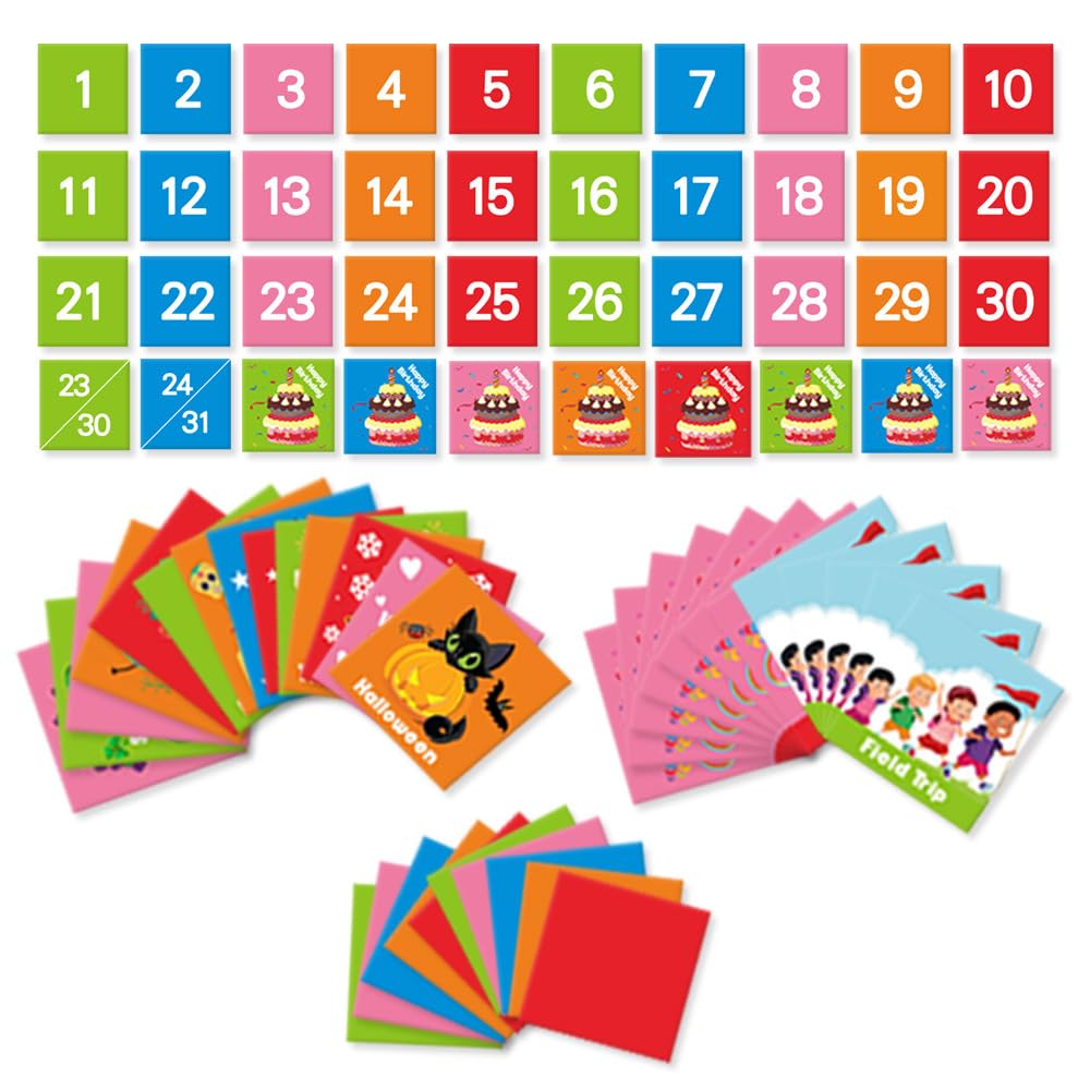 zalati Calendario de bolsillo, planificador mensual de actividades con 88 tarjetas para niños, educación, aprendizaje, juguete, aula, festival, decoración — view 3